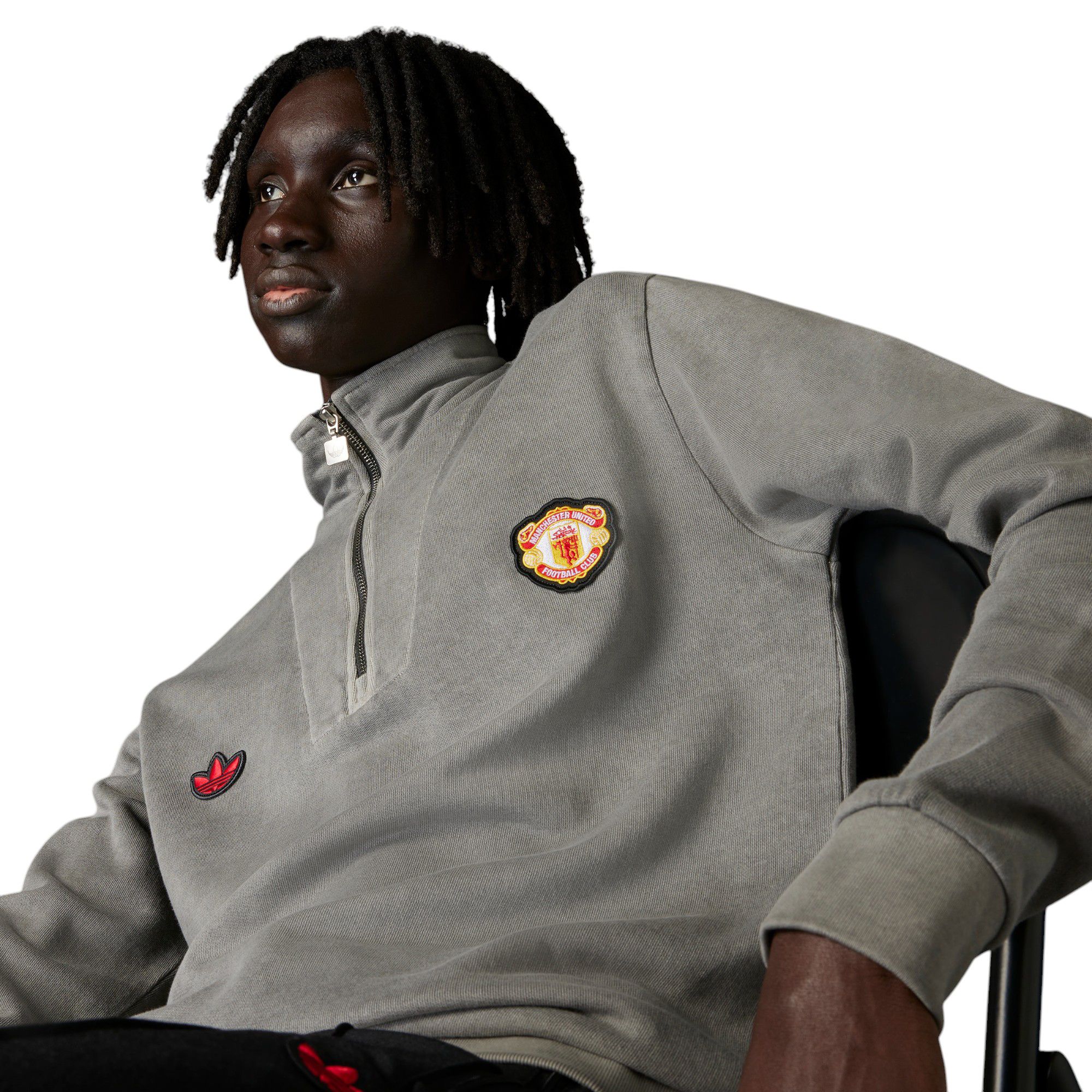 adidas Adult Manchester United 2024-25 Black Terrace Icon Crewneck Sweatshirt product image