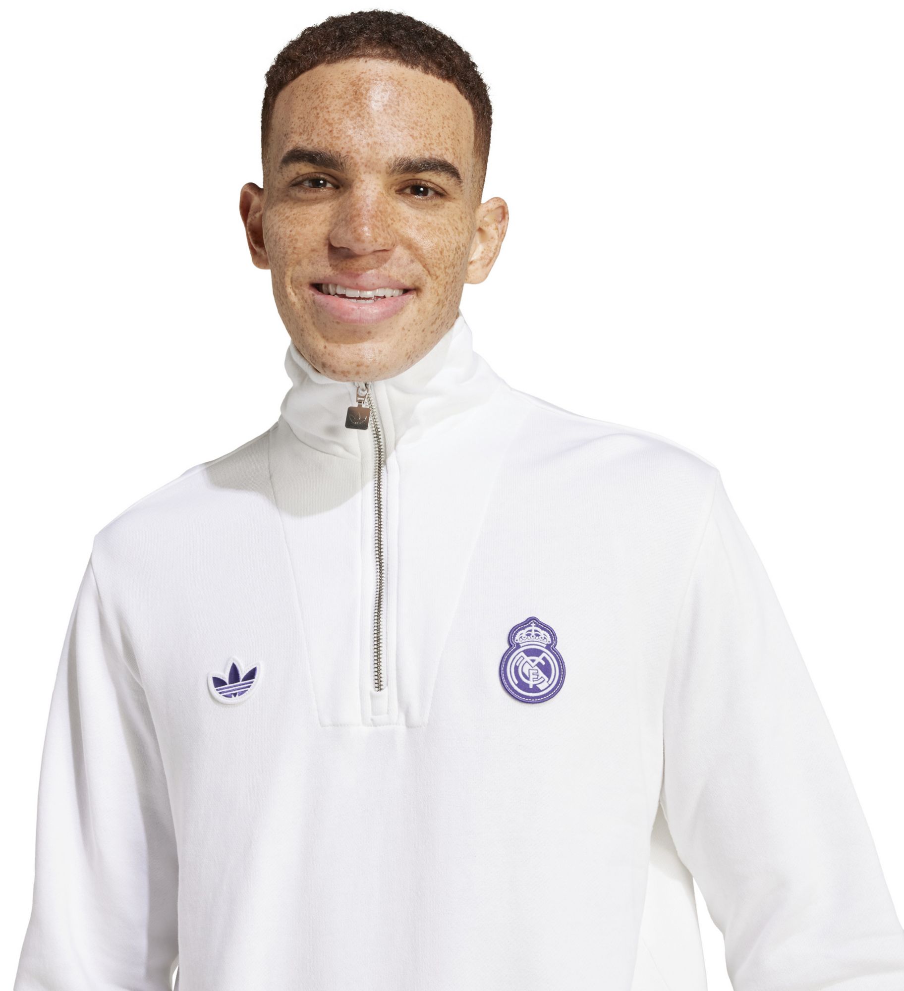 adidas Adult Real Madrid 2024-25 White Terrace Icon Crewneck Sweatshirt product image