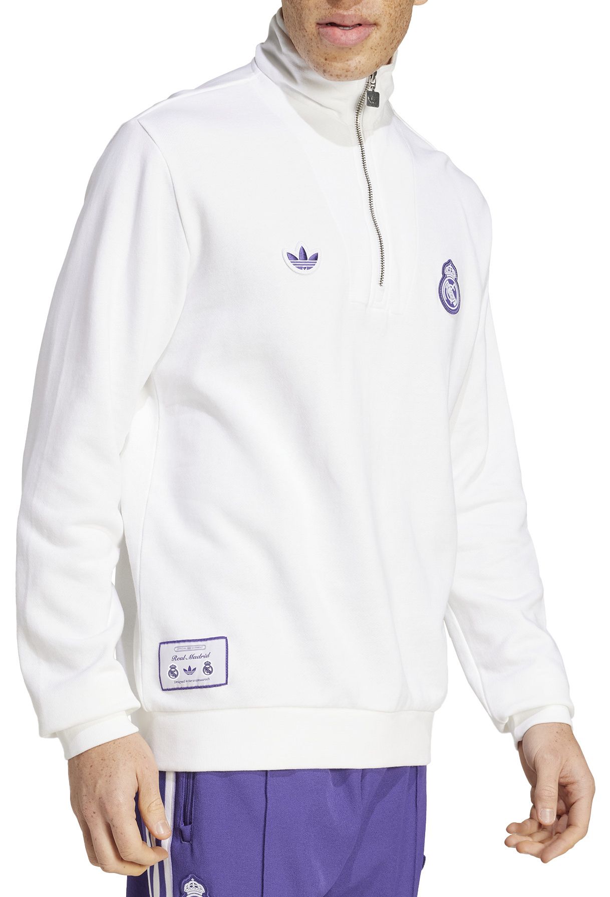 adidas Adult Real Madrid 2024-25 White Terrace Icon Crewneck Sweatshirt product image