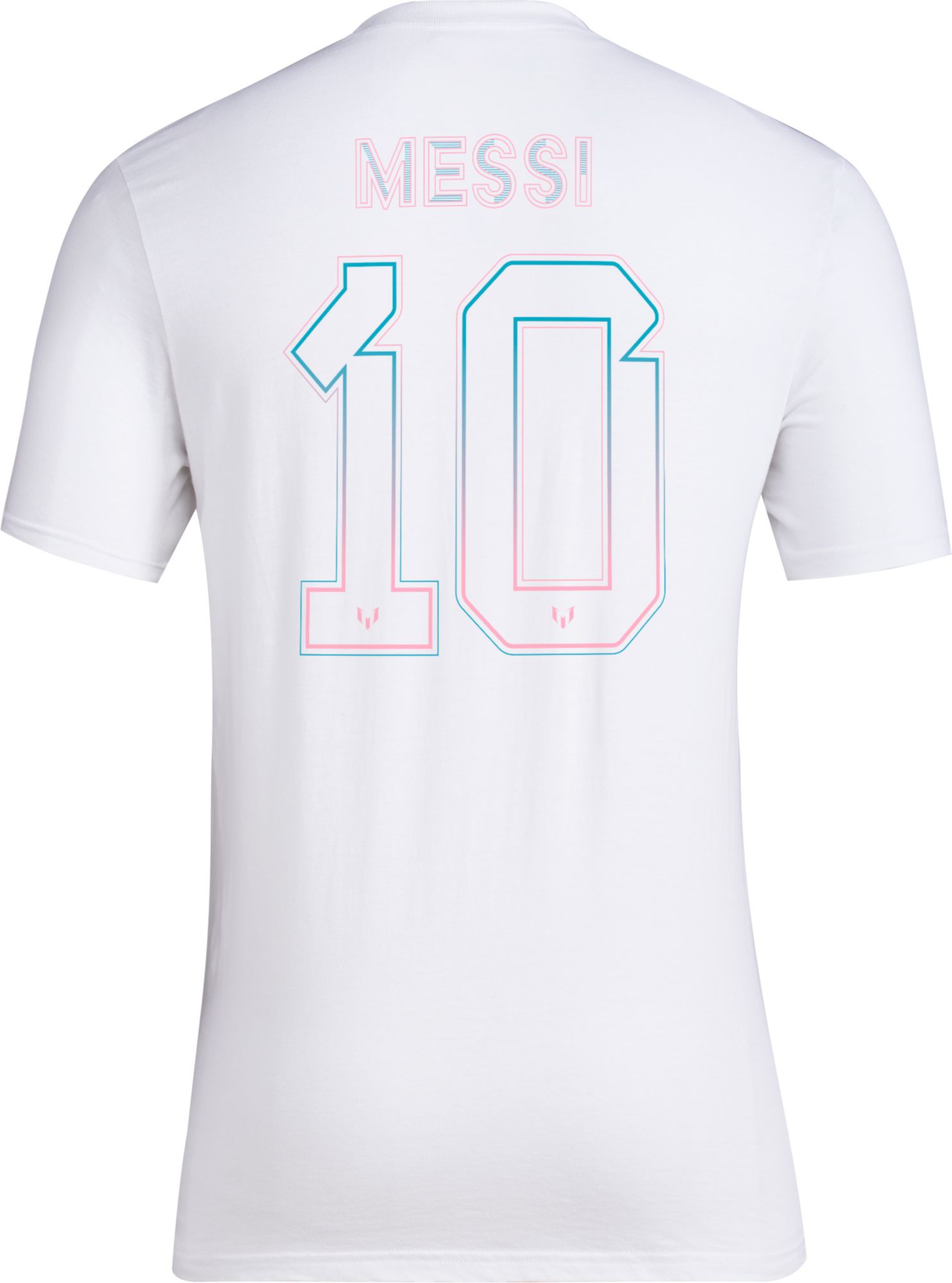adidas Adult Miami Messi LM #10 White Name and Number T-Shirt product image