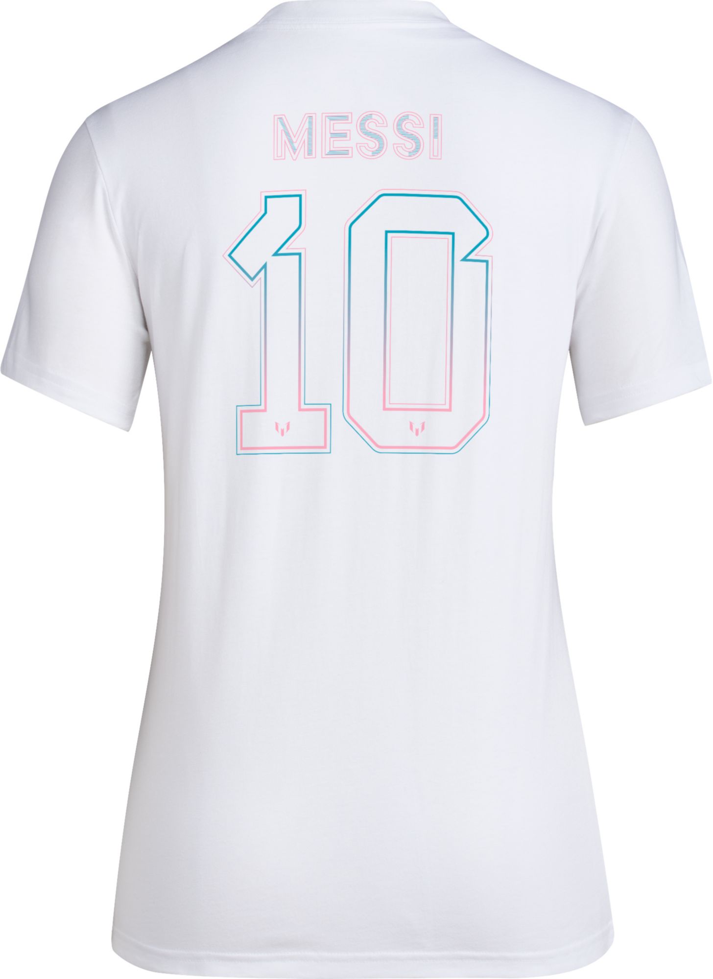 adidas Women's Miami Messi LM #10 White Name and Number T-Shirt