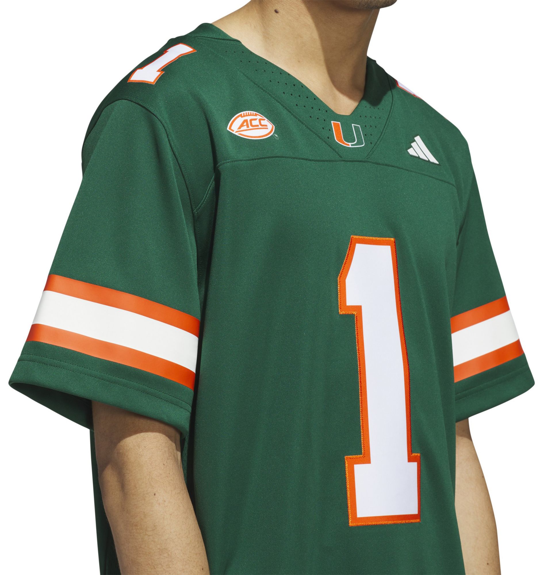 adidas Men's Miami Hurricanes Green Premier Replica Home Football Jersey product image