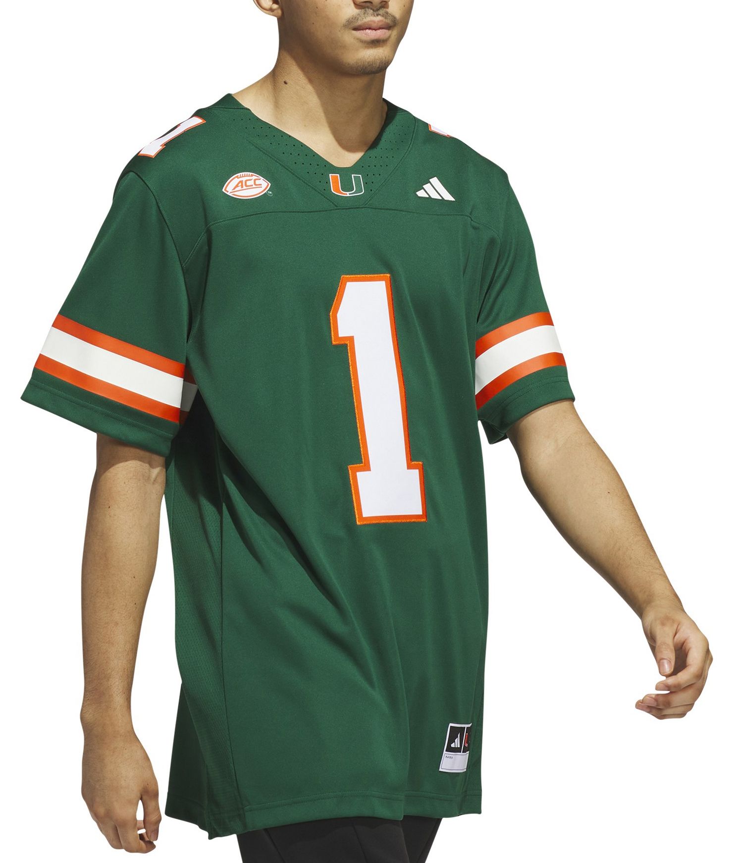 adidas Men's Miami Hurricanes Green Premier Replica Home Football Jersey product image