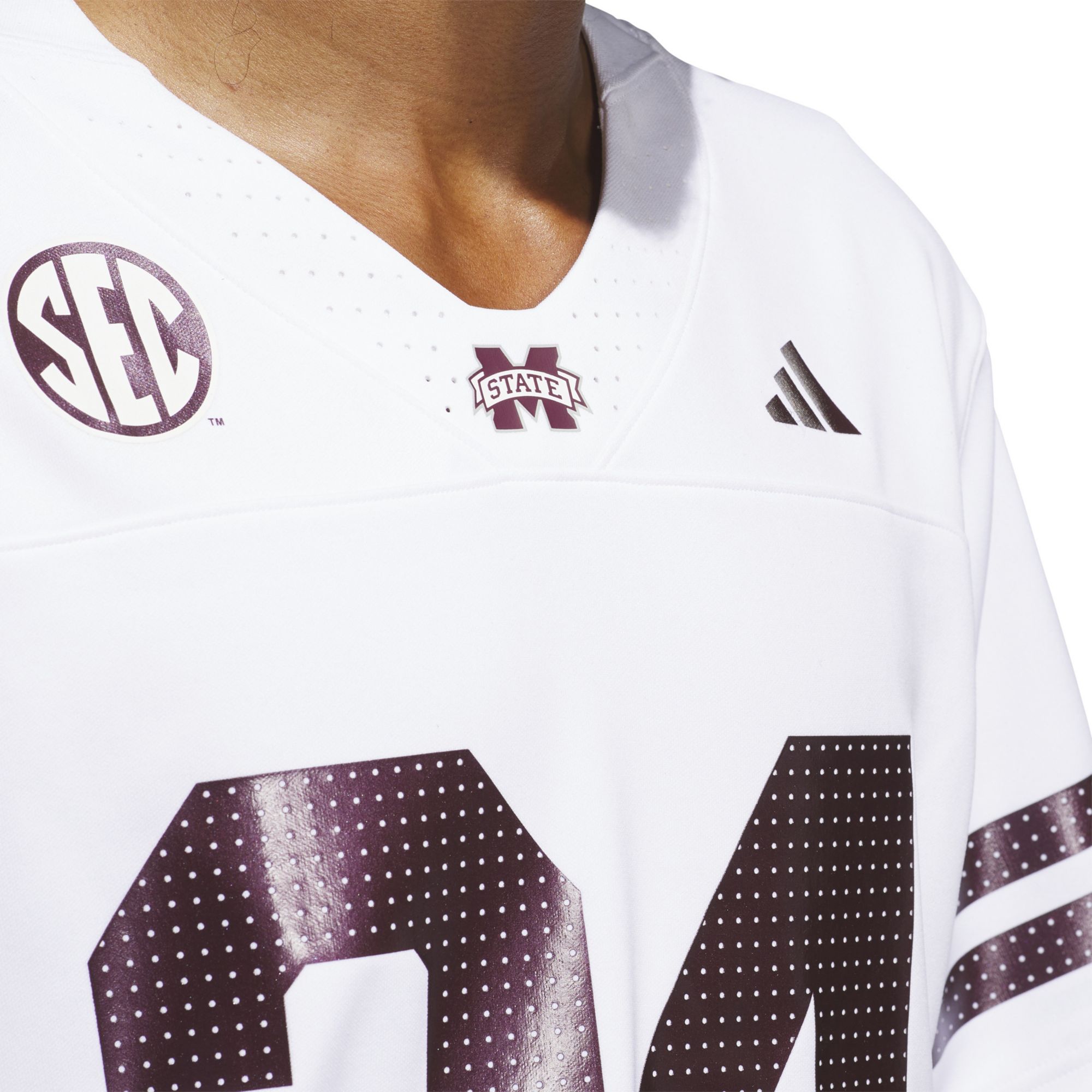 adidas Men's Mississippi State Bulldogs White Premier Replica Strategy Football Jersey product image