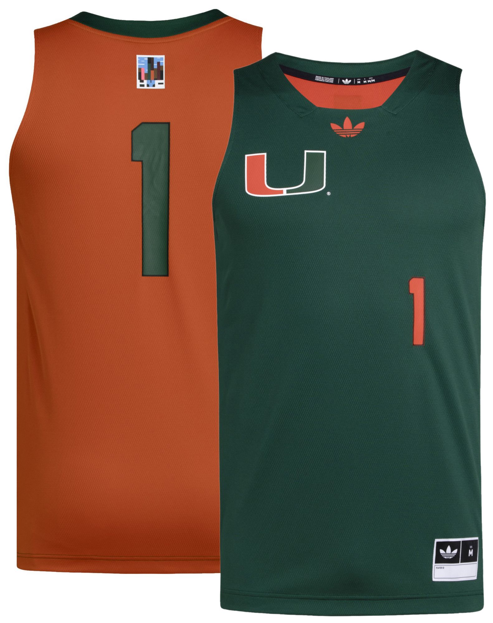 adidas Men's Miami Hurricanes Dark Green Swingman Basketball Jersey product image