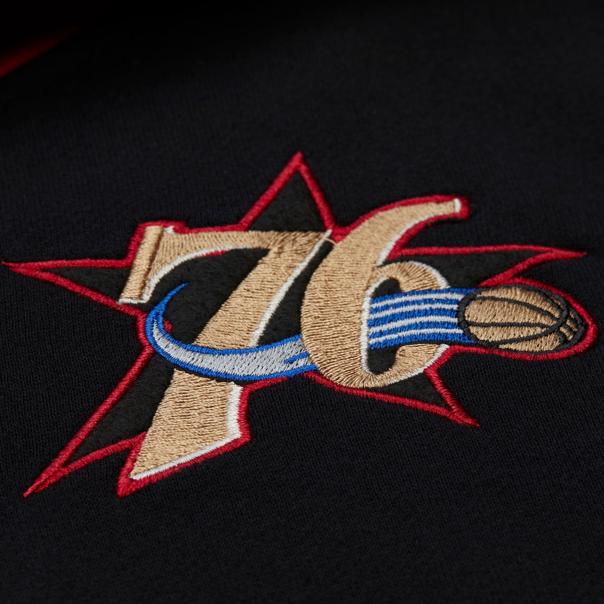 Mitchell & Ness Men's Philadelphia 76ers Black Courtside Fleece Jacket product image
