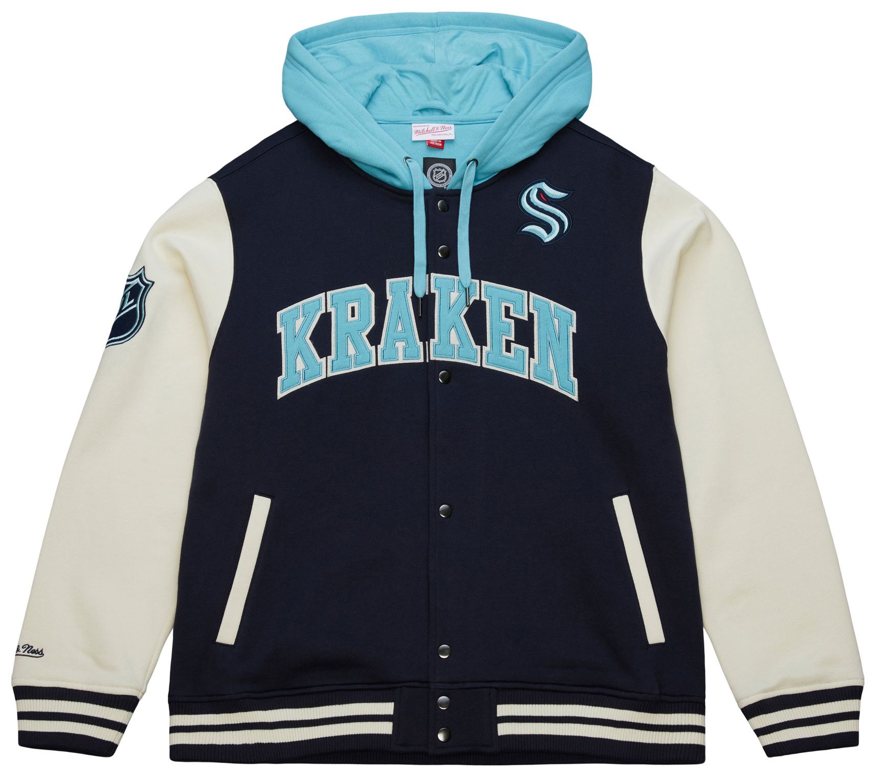 Mitchell & Ness Men's Seattle Kraken Navy Full-Zip Fleece Jacket product image