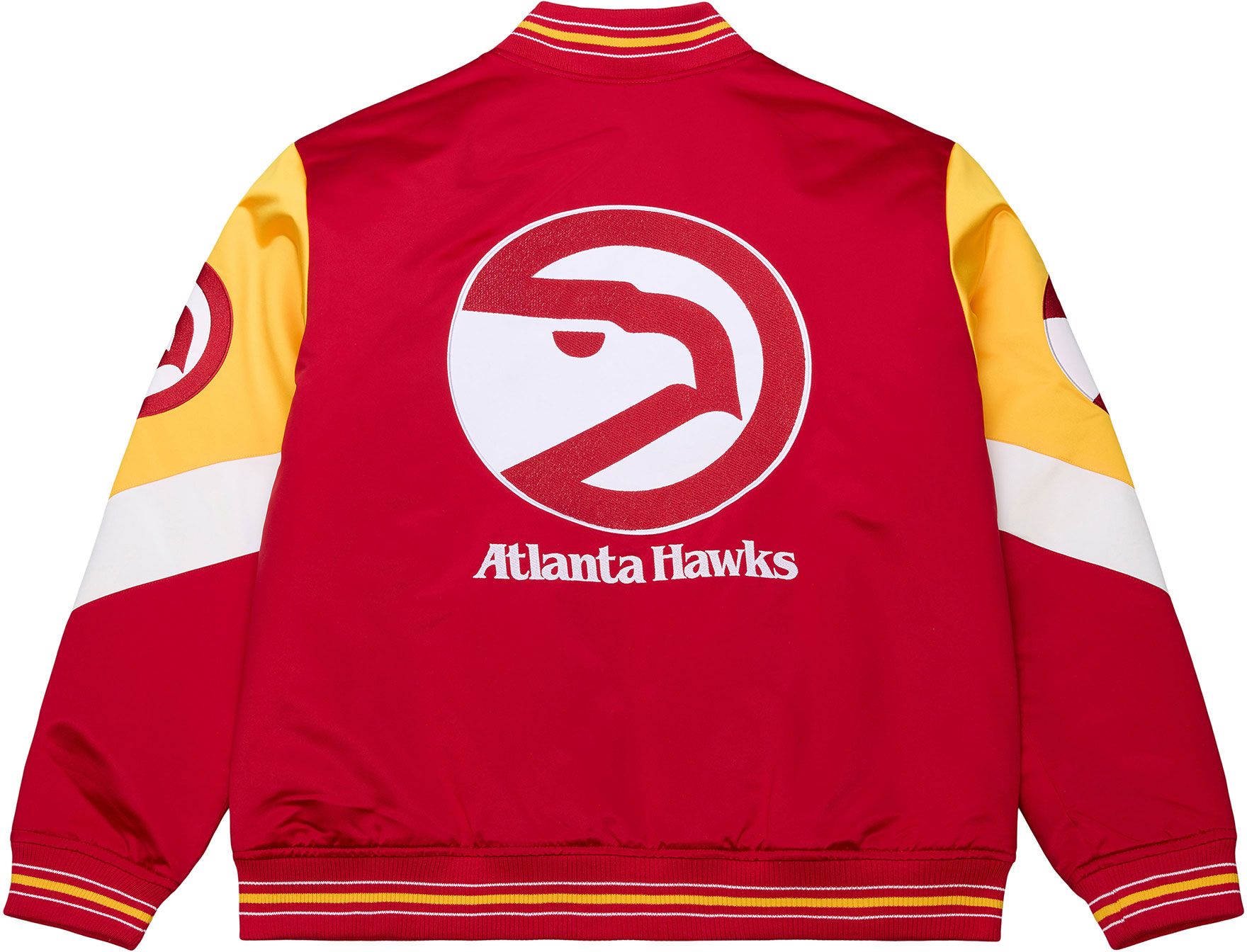 Mitchell & Ness Men's Atlanta Hawks Red Throw It Back Full-Zip Satin Jacket product image