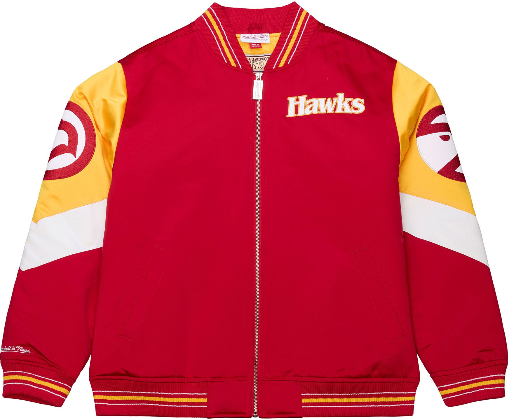 Mitchell & Ness Men's Atlanta Hawks Red Throw It Back Full-Zip Satin Jacket product image