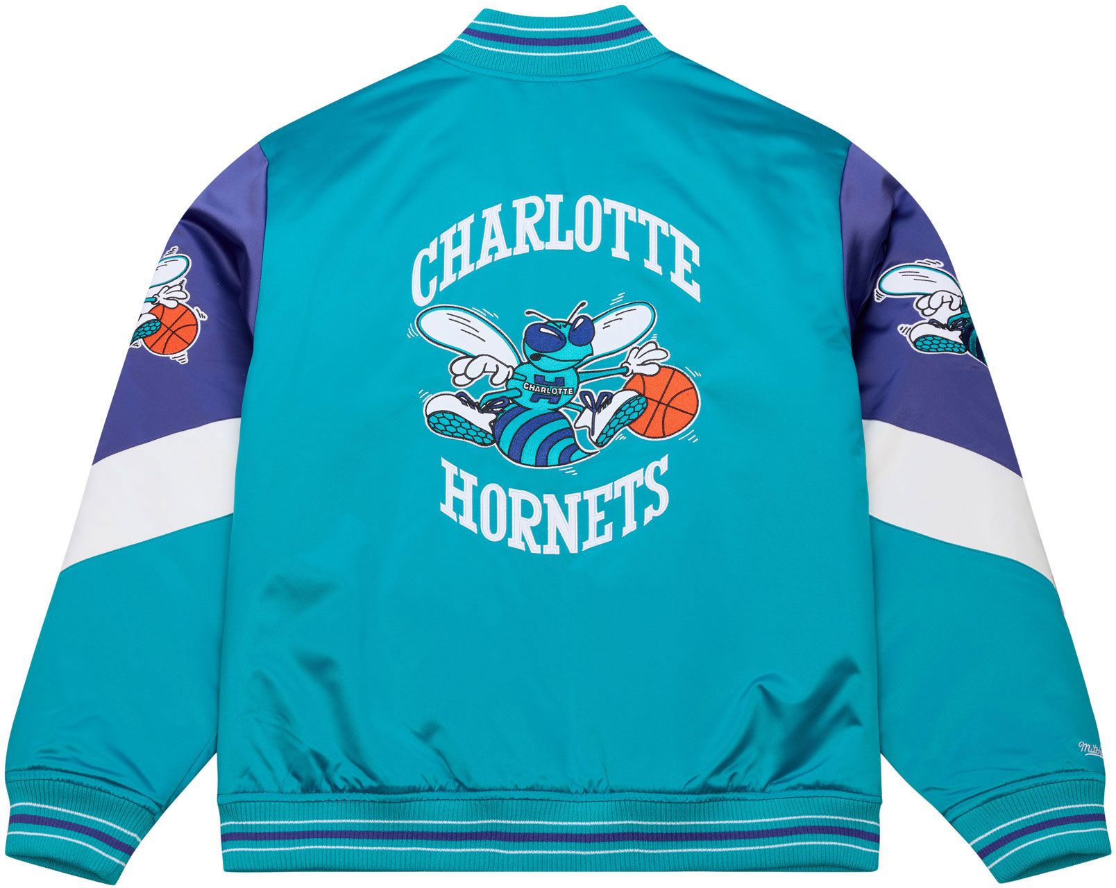 Mitchell & Ness Men's Charlotte Hornets Blue Throw It Back Full-Zip Satin Jacket product image