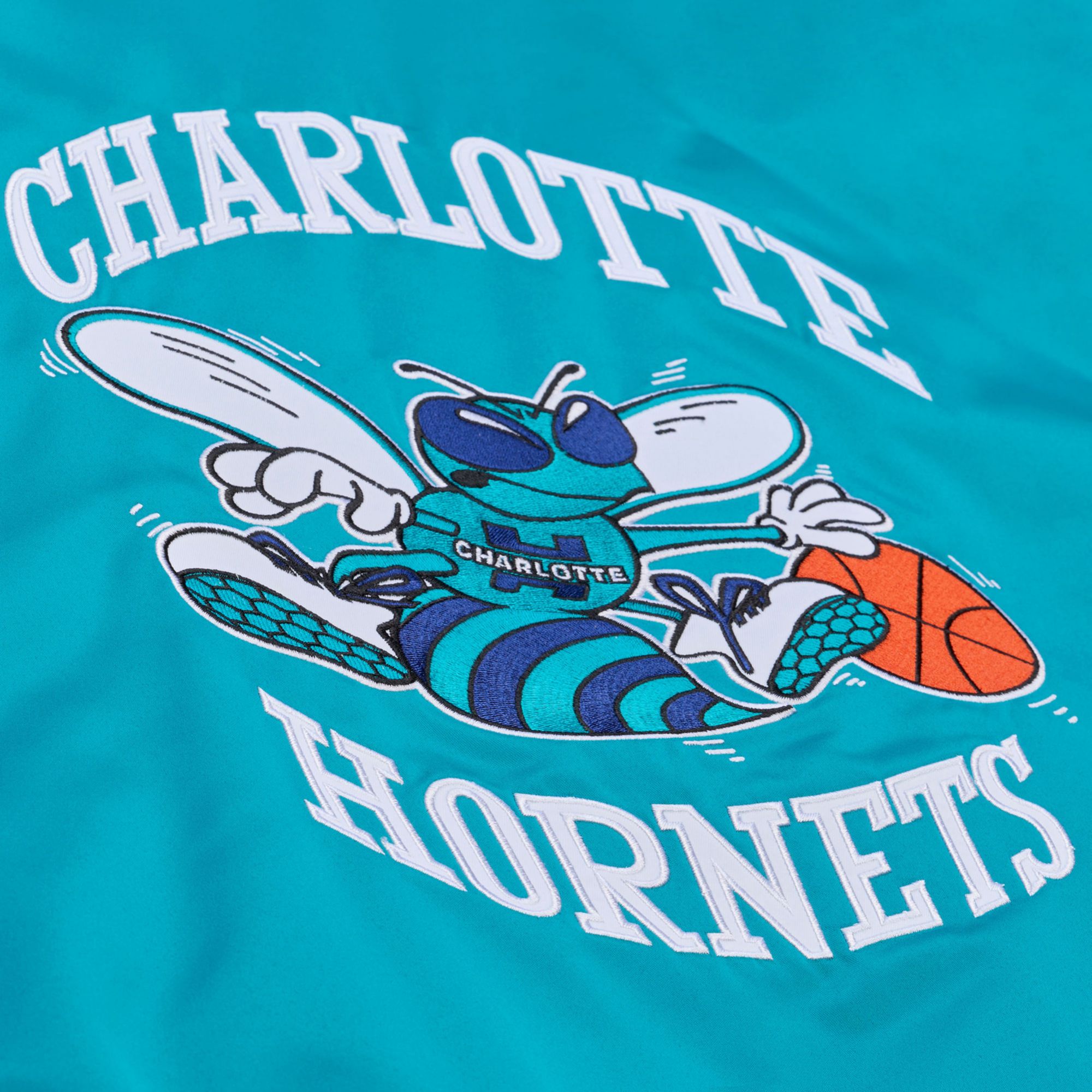 Mitchell & Ness Men's Charlotte Hornets Blue Throw It Back Full-Zip Satin Jacket product image