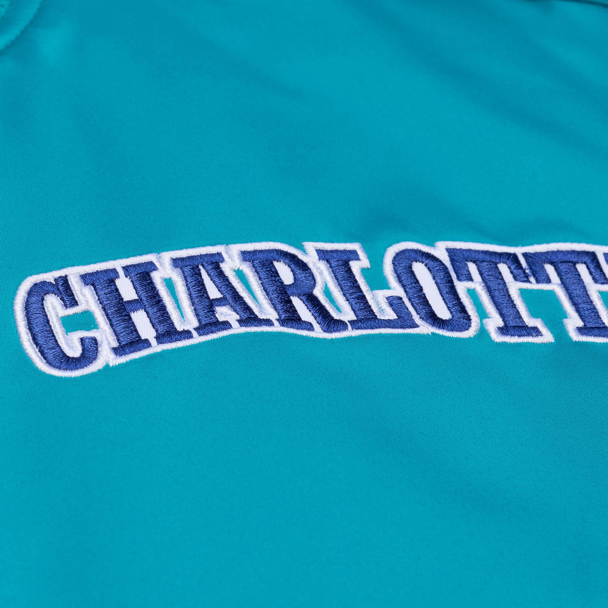 Mitchell & Ness Men's Charlotte Hornets Blue Throw It Back Full-Zip Satin Jacket product image