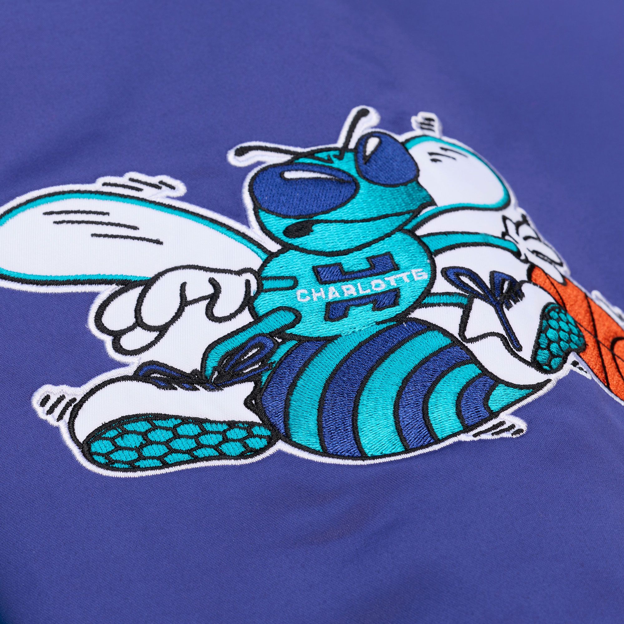 Mitchell & Ness Men's Charlotte Hornets Blue Throw It Back Full-Zip Satin Jacket product image