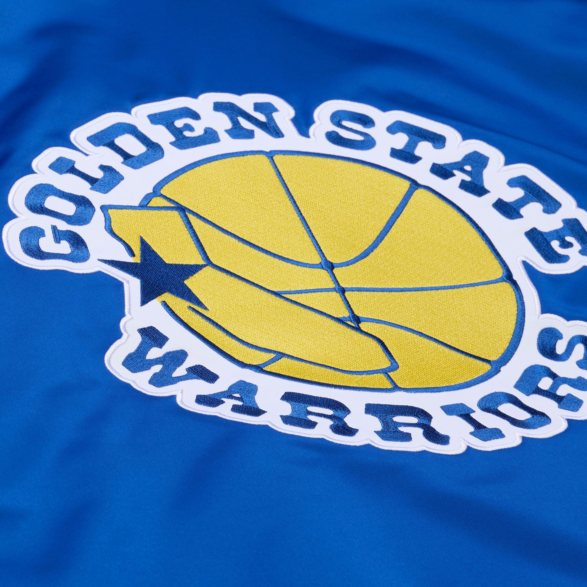 Mitchell & Ness Men's Golden State Warriors Royal Throw It Back Full-Zip Satin Jacket product image