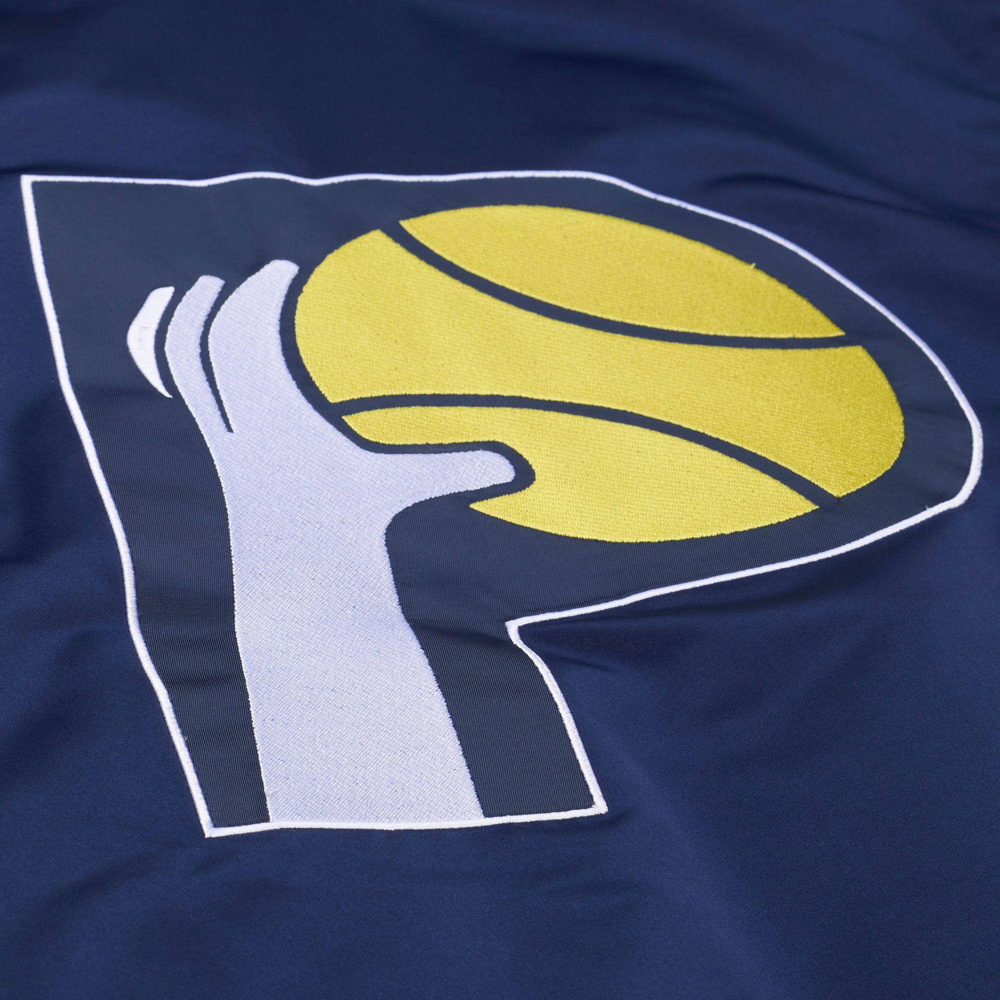 Mitchell & Ness Men's Indiana Pacers Navy Throw It Back Full-Zip Satin Jacket product image