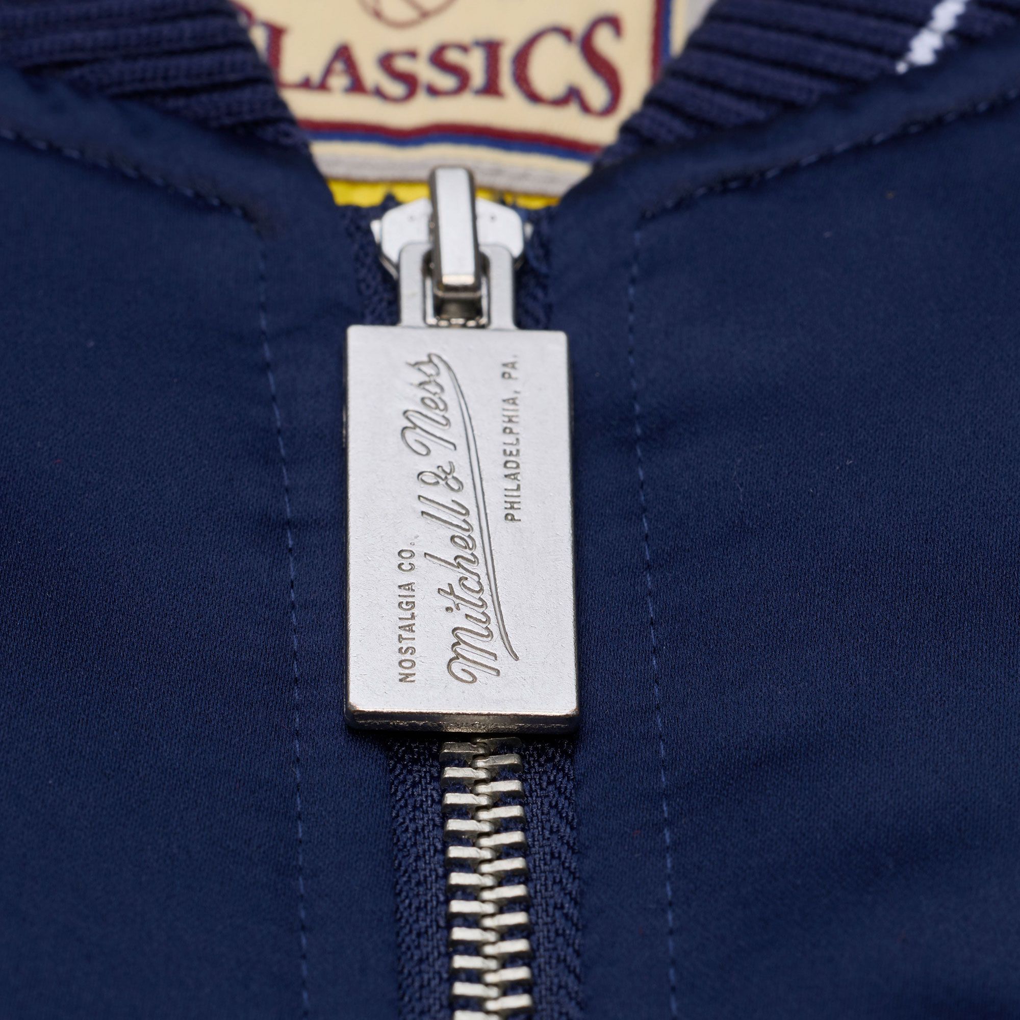 Mitchell & Ness Men's Indiana Pacers Navy Throw It Back Full-Zip Satin Jacket product image