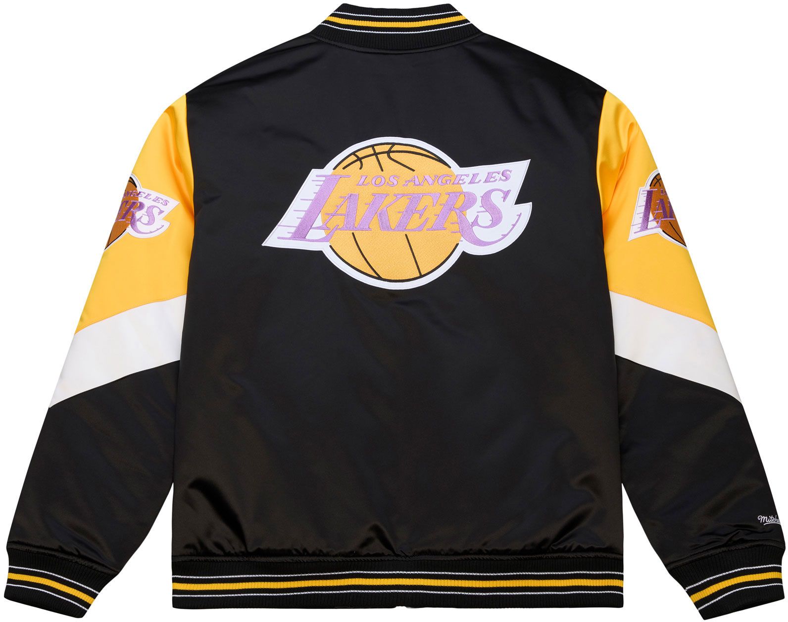 Mitchell & Ness Men's Los Angeles Lakers Black Throw It Back Full-Zip Satin Jacket product image