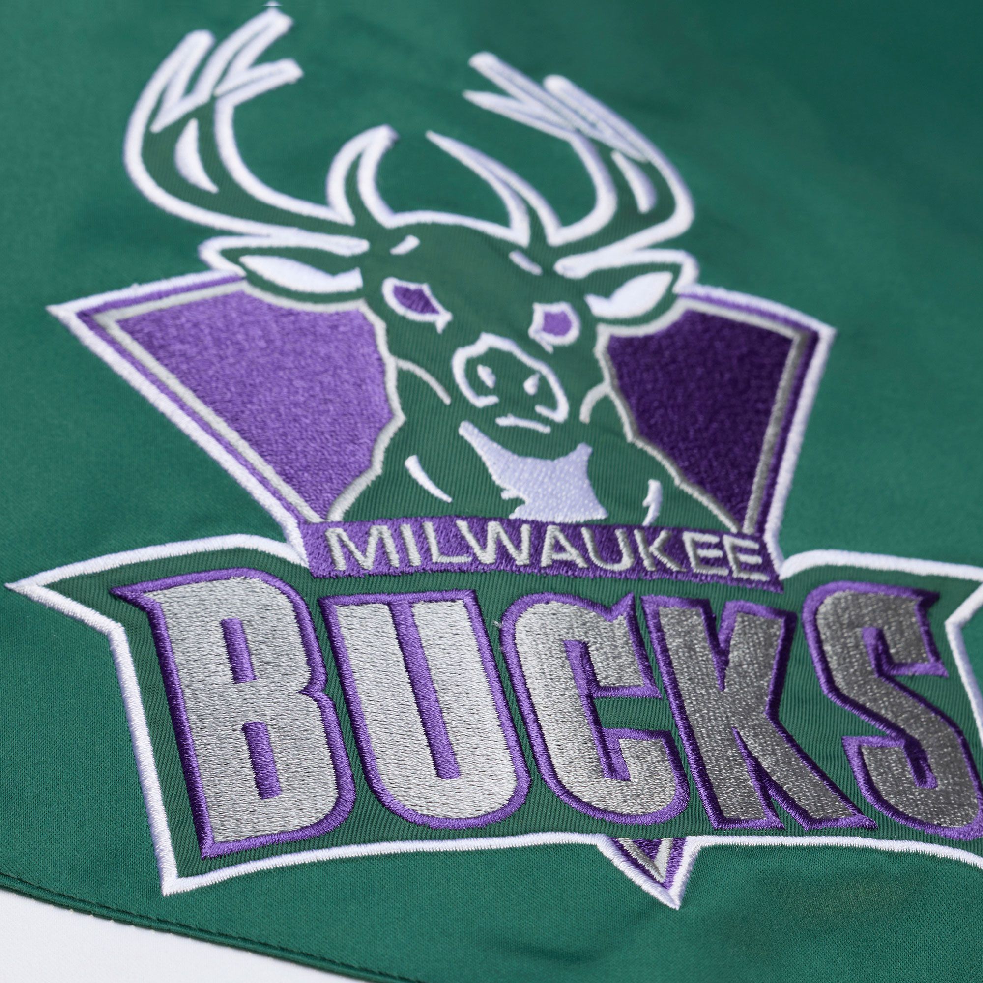 Mitchell & Ness Men's Milwaukee Bucks Purple Throw It Back Full-Zip Satin Jacket product image