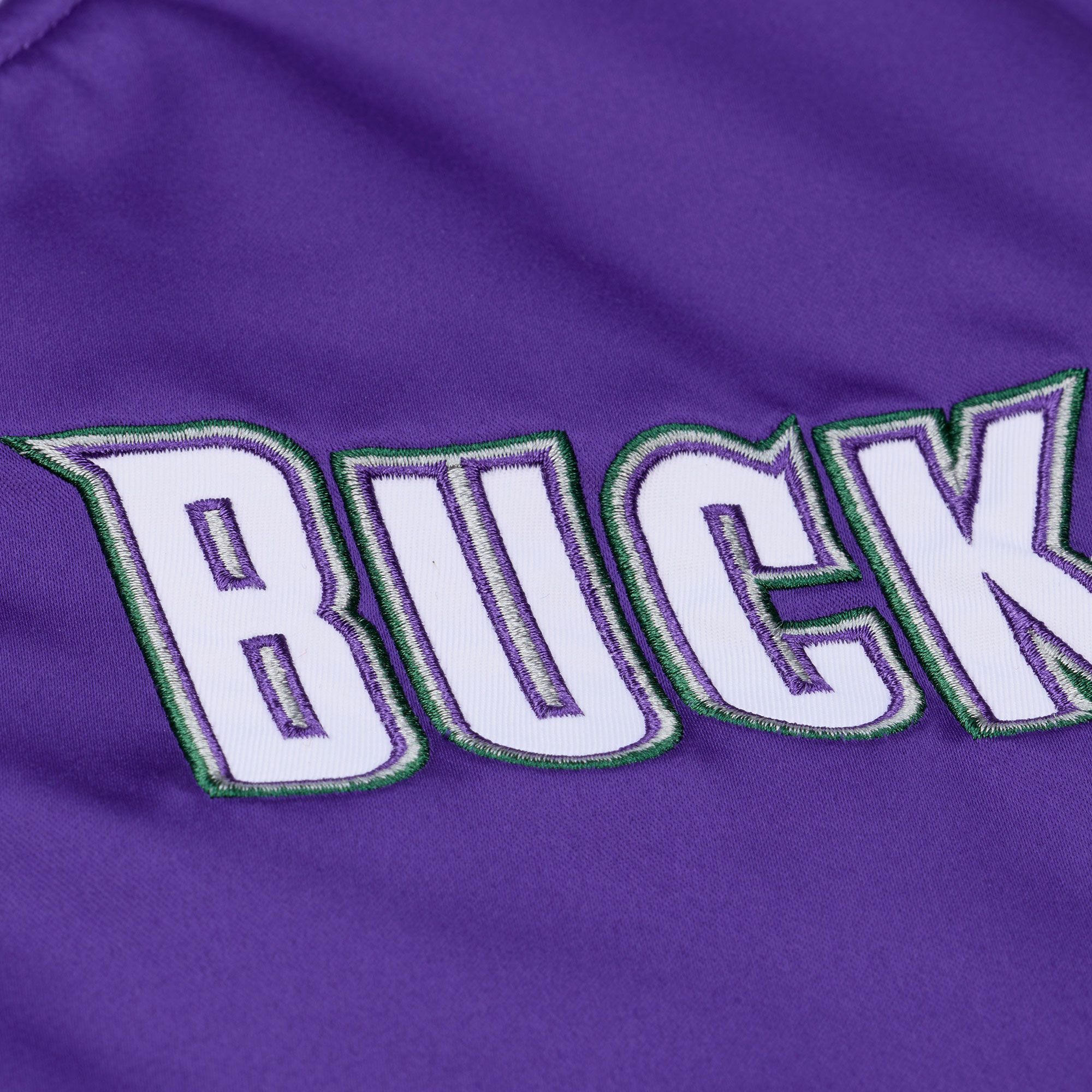 Mitchell & Ness Men's Milwaukee Bucks Purple Throw It Back Full-Zip Satin Jacket product image