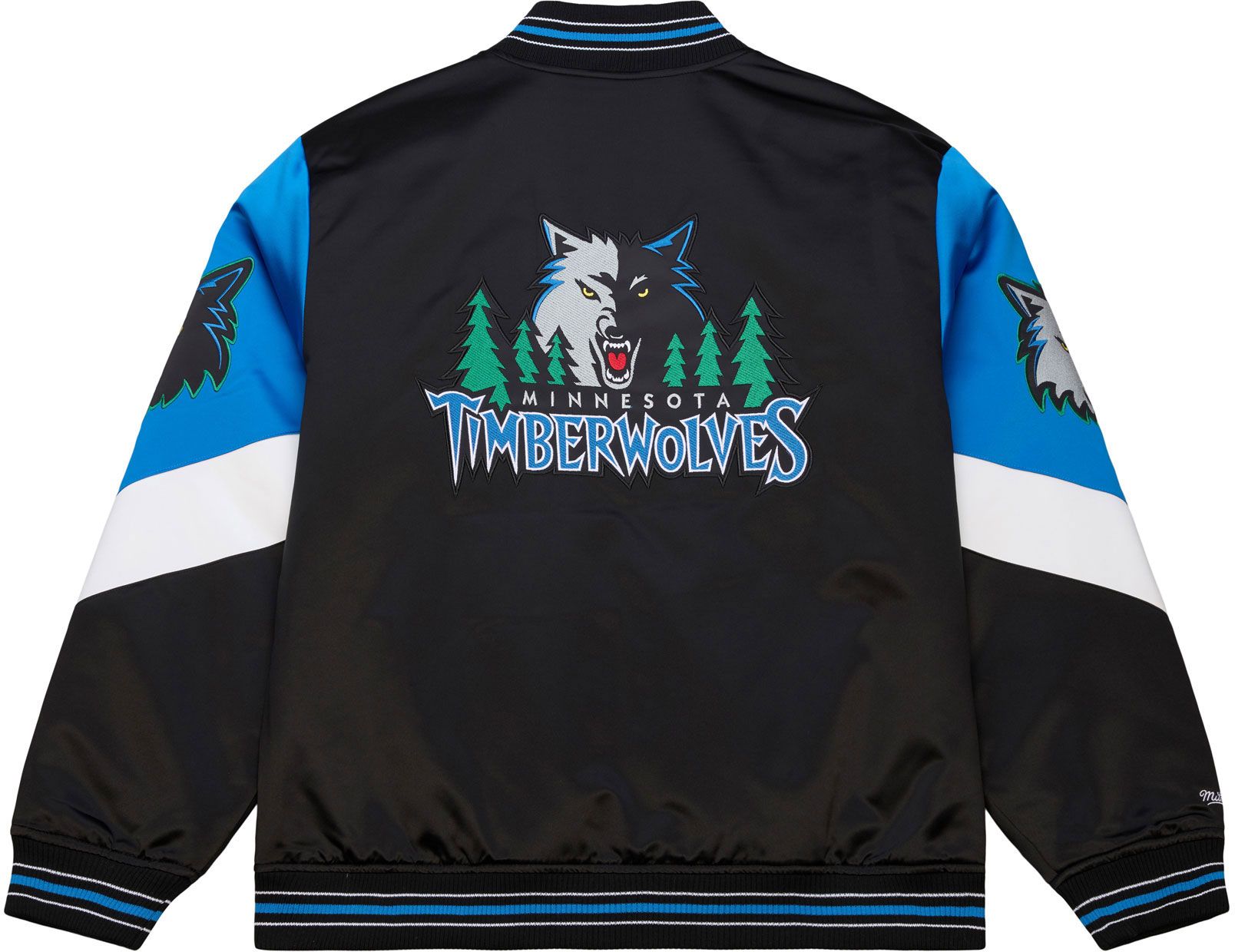 Mitchell & Ness Men's Minnesota Timberwolves Black Throw It Back Full-Zip Satin Jacket product image