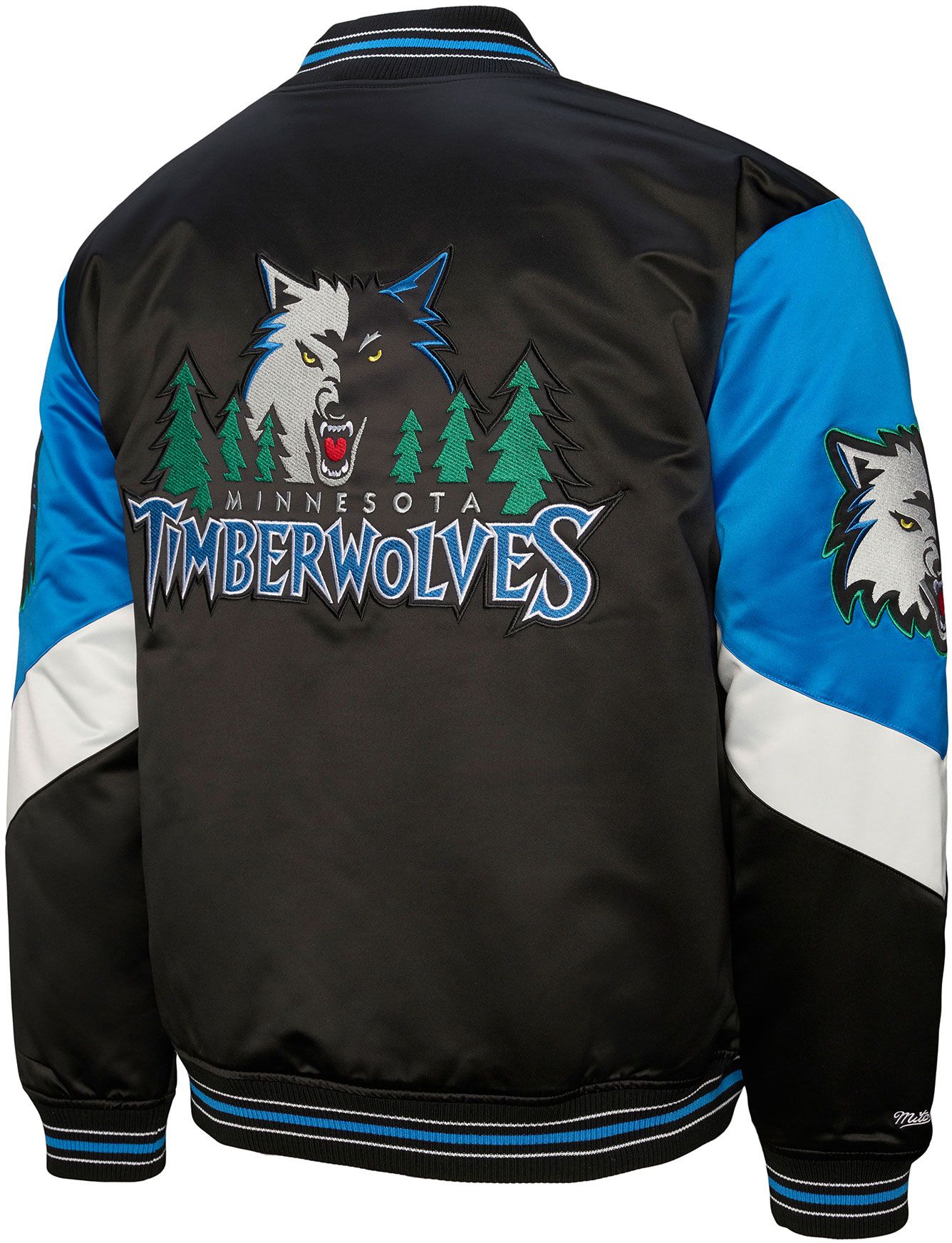 Mitchell & Ness Men's Minnesota Timberwolves Black Throw It Back Full-Zip Satin Jacket product image