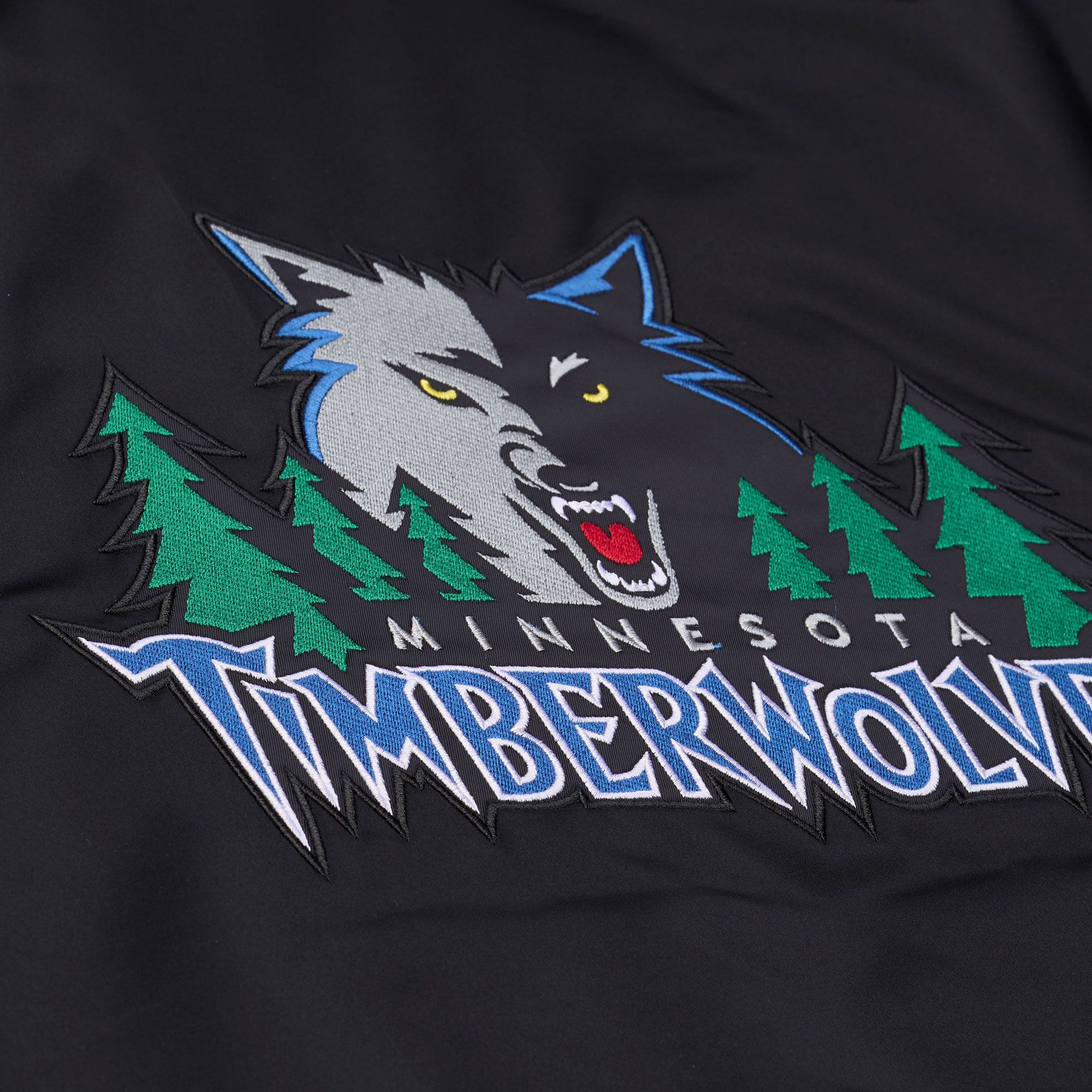 Mitchell & Ness Men's Minnesota Timberwolves Black Throw It Back Full-Zip Satin Jacket product image