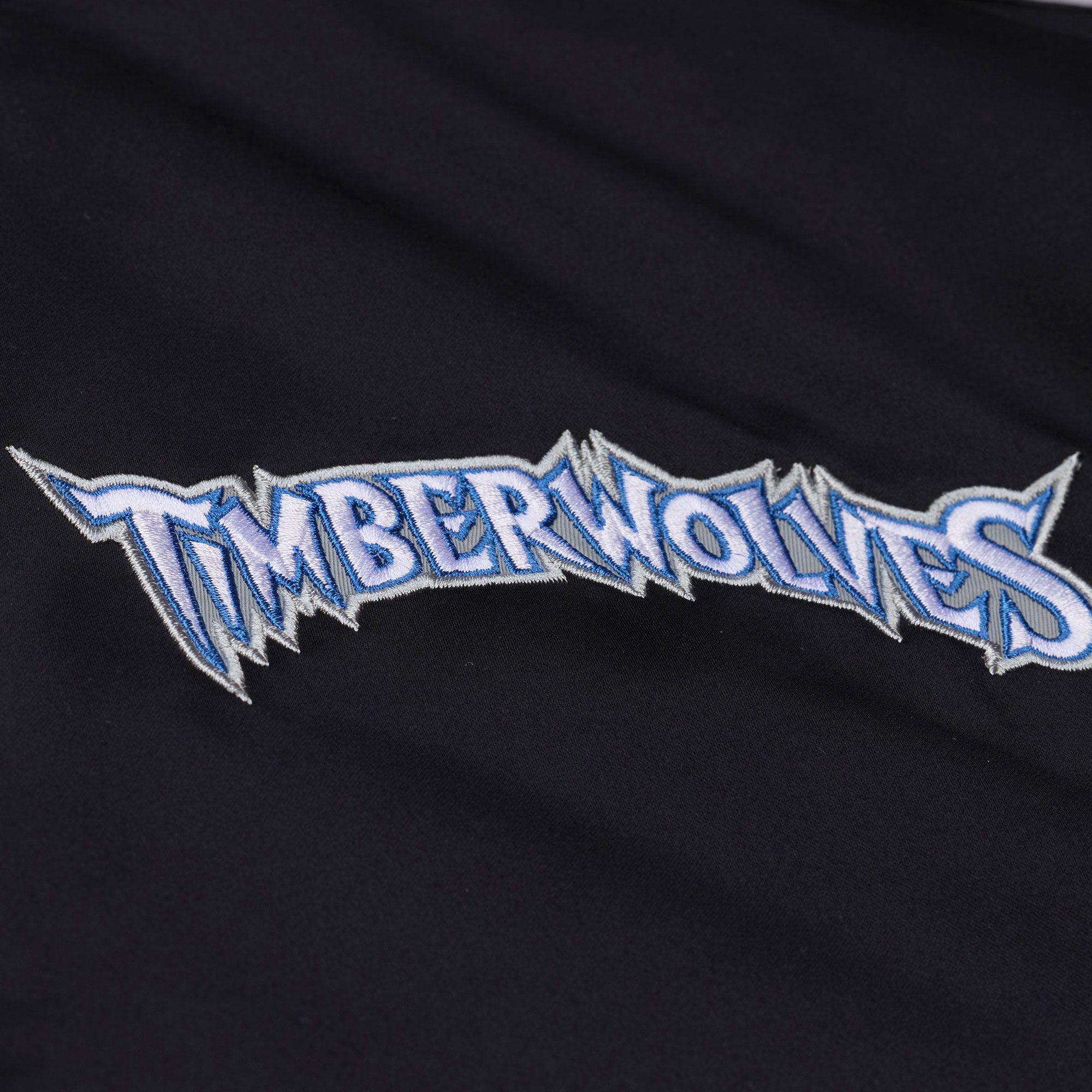 Mitchell & Ness Men's Minnesota Timberwolves Black Throw It Back Full-Zip Satin Jacket product image
