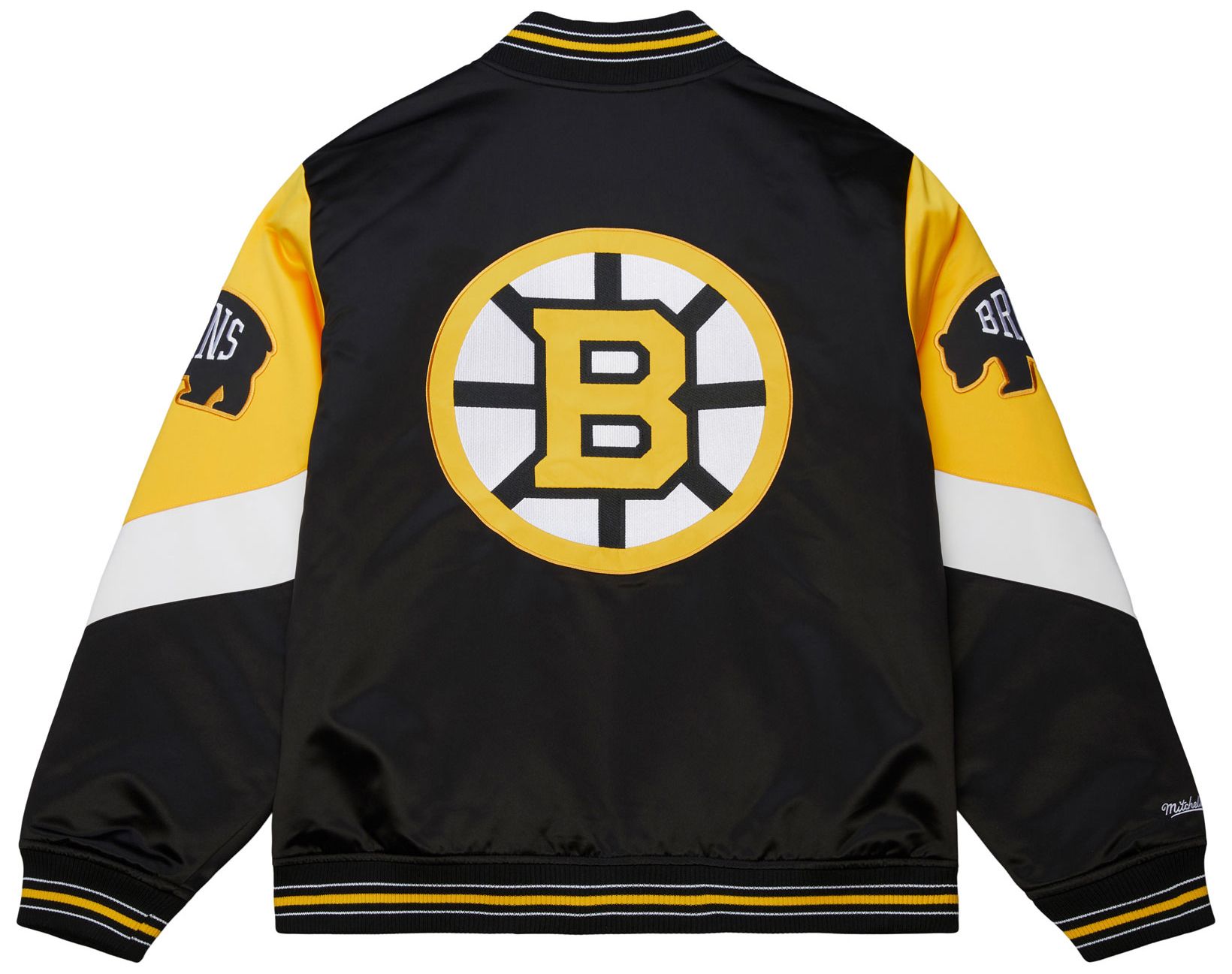 Mitchell & Ness Men's Boston Bruins Black 'Throw it Back' Heavyweight Satin Jacket product image