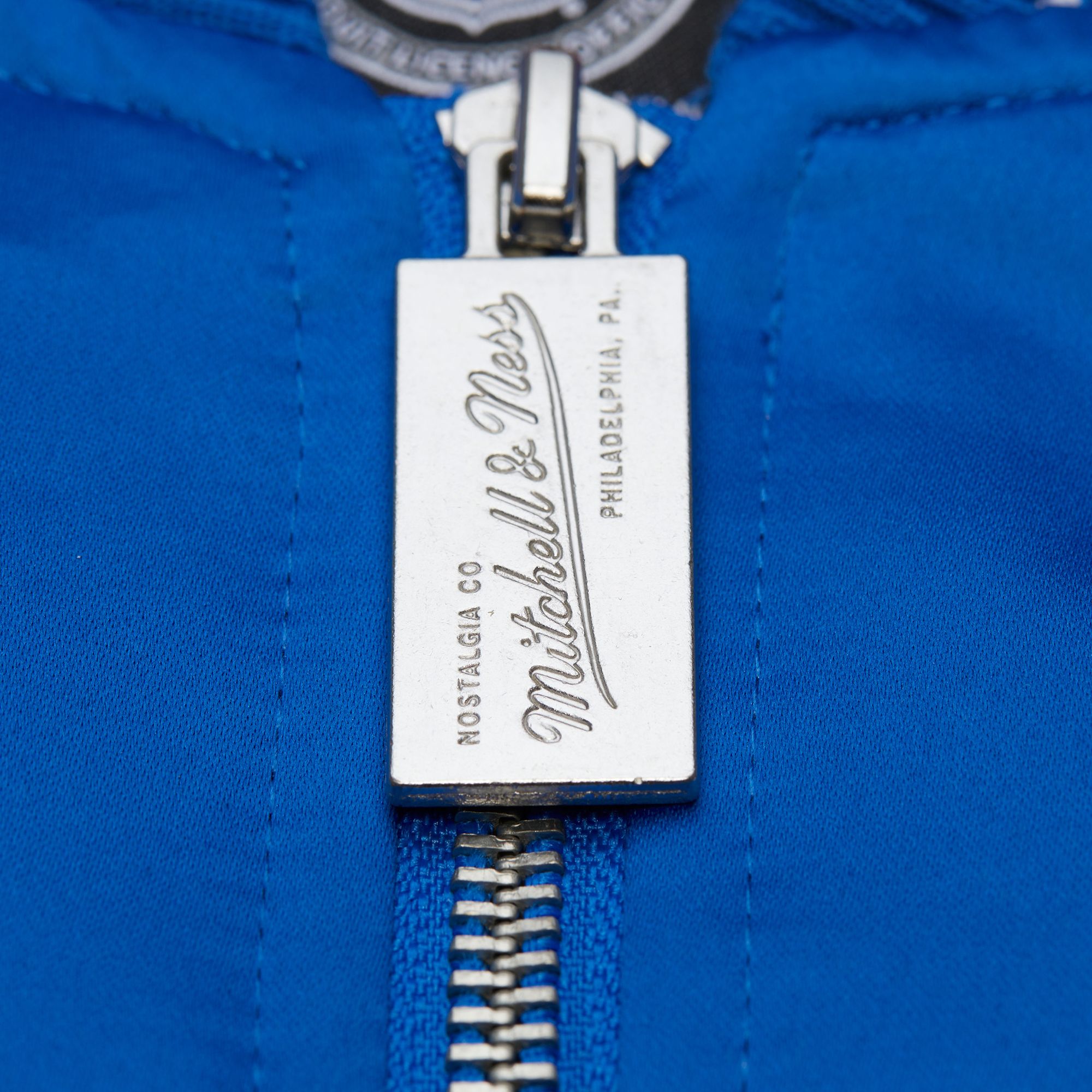 Mitchell & Ness Men's New York Rangers Blue 'Throw it Back' Heavyweight Satin Jacket product image