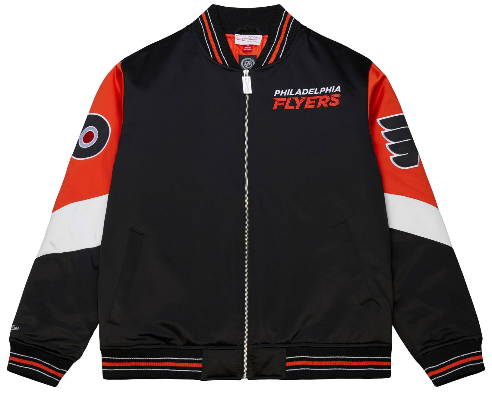Mitchell & Ness Men's Philadelphia Flyers Black 'Throw it Back' Heavyweight Satin Jacket product image