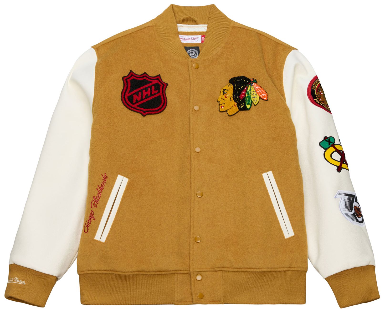 Mitchell & Ness Men's Washington Capitals Tan Dusted Varsity Jacket product image