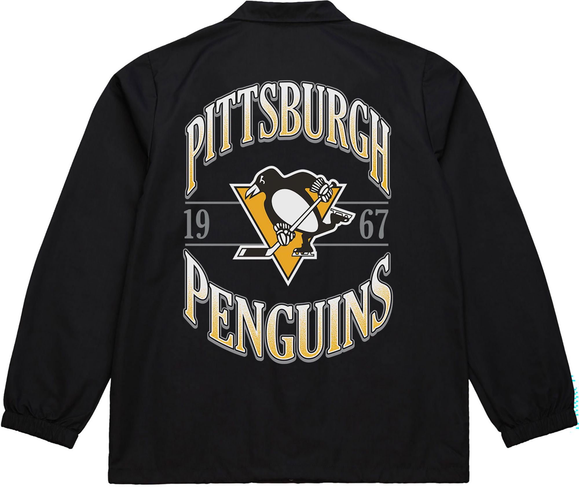 Mitchell & Ness Men's Pittsburgh Penguins Black Logo Coach Jacket product image