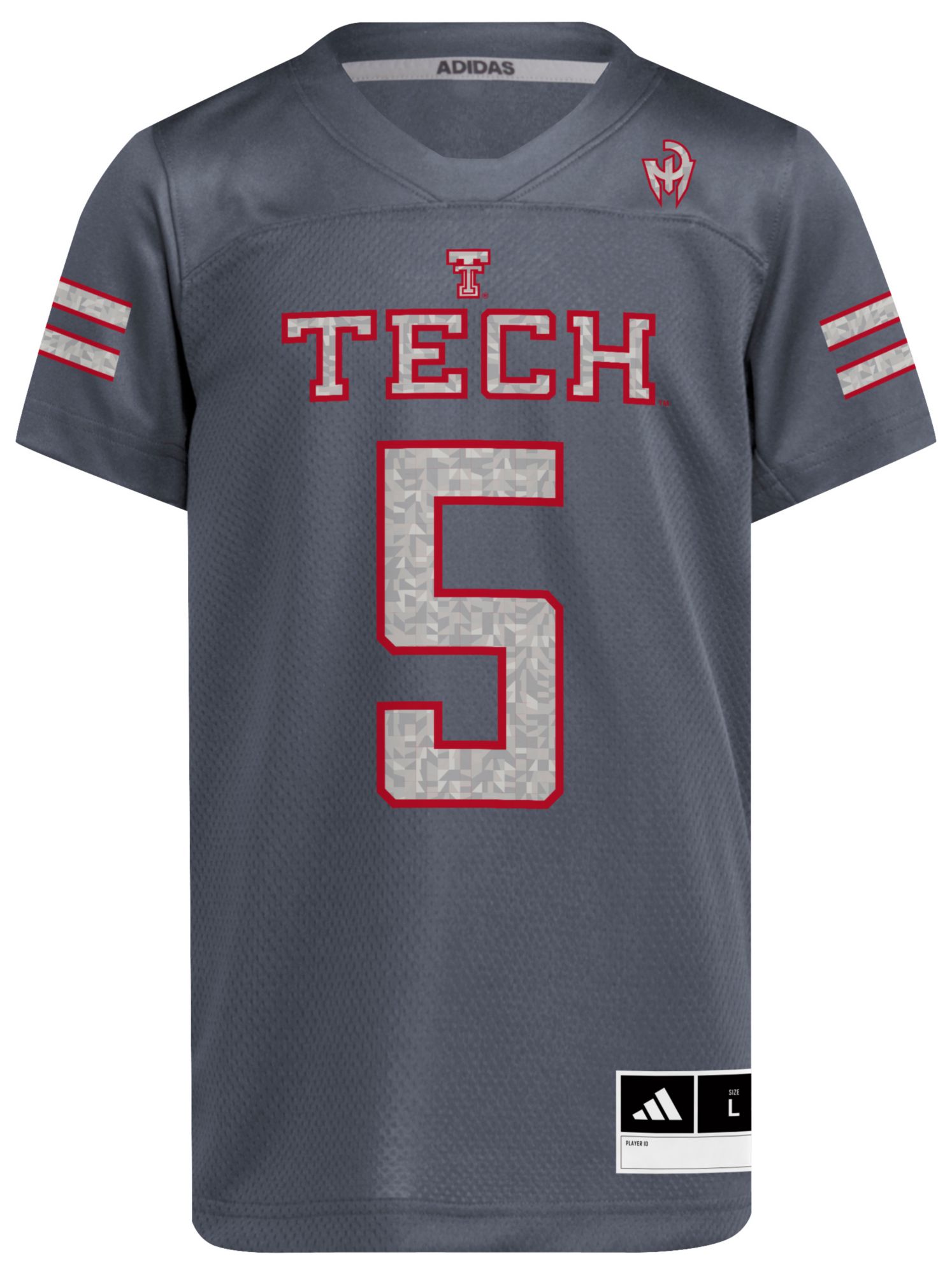 adidas Youth Texas Tech x Mahomes Collection Patrick Mahomes #5 Grey Replica Football Jersey product image