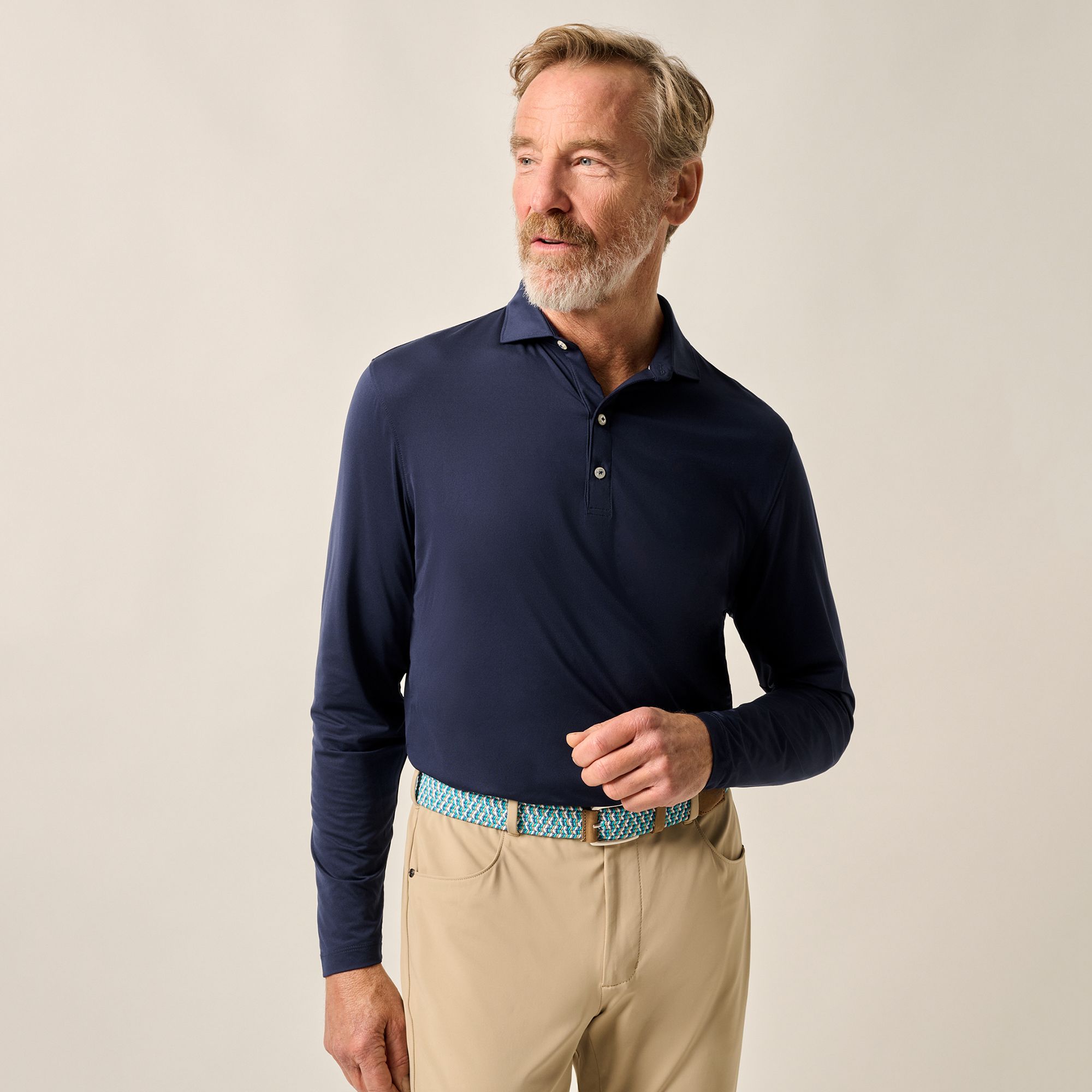 Johnnie-O Men's Swing Featherweight Performance Jersey Long Sleeve Golf Polo product image