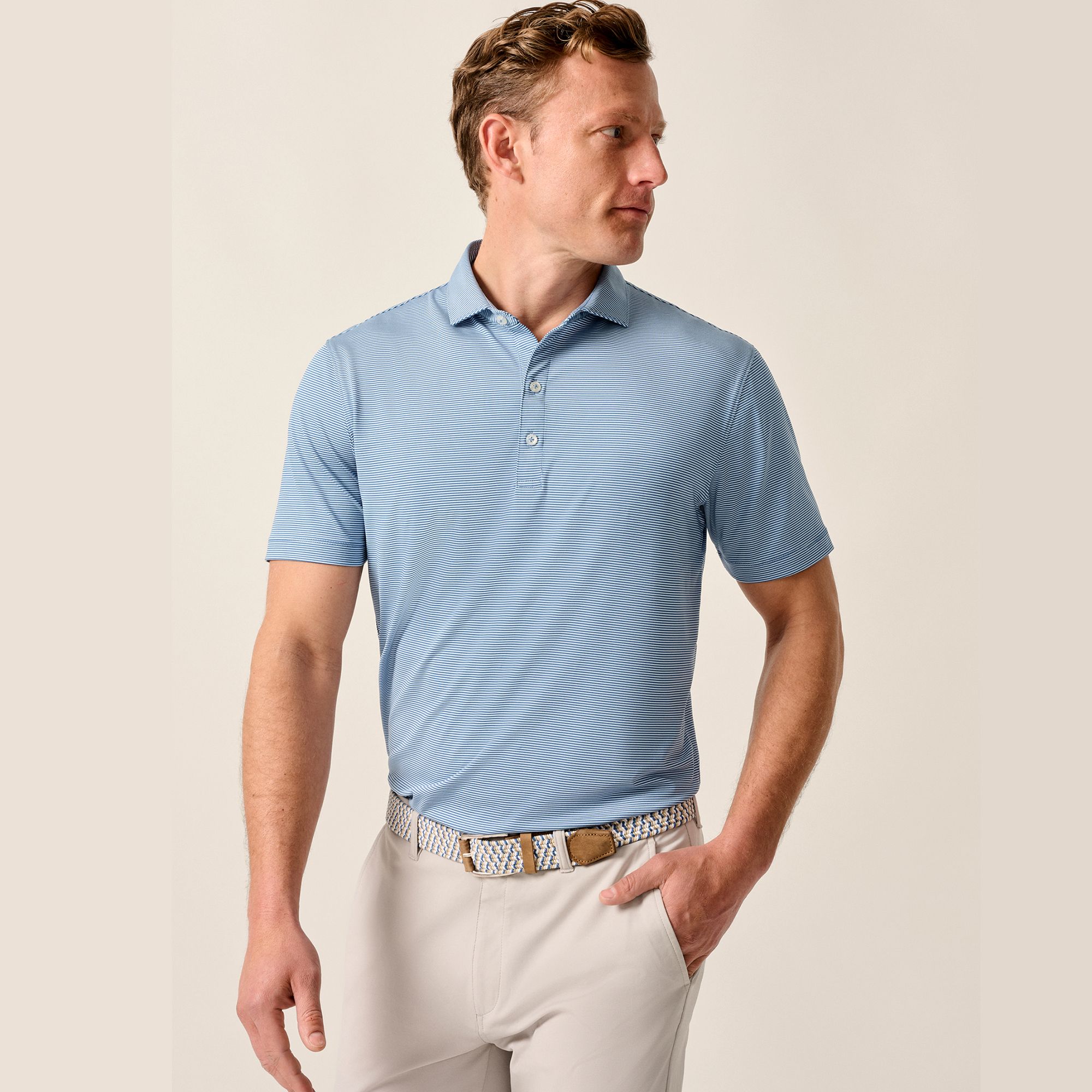 Johnnie-O Men's Lyndonn Stripe Performance Jersey Golf Polo product image