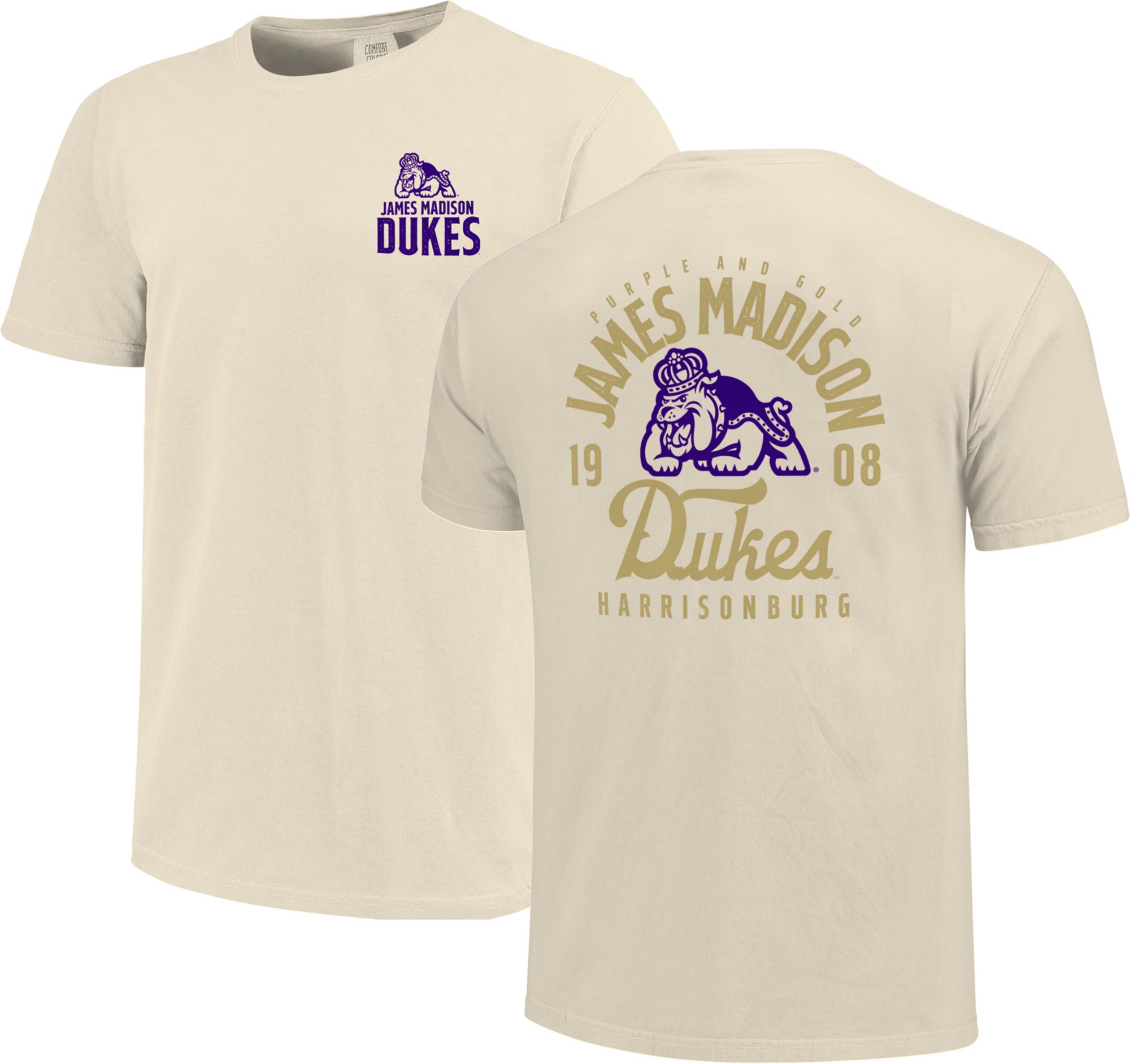 Image One Men's James Madison Dukes Ivory Mascot Local T-Shirt