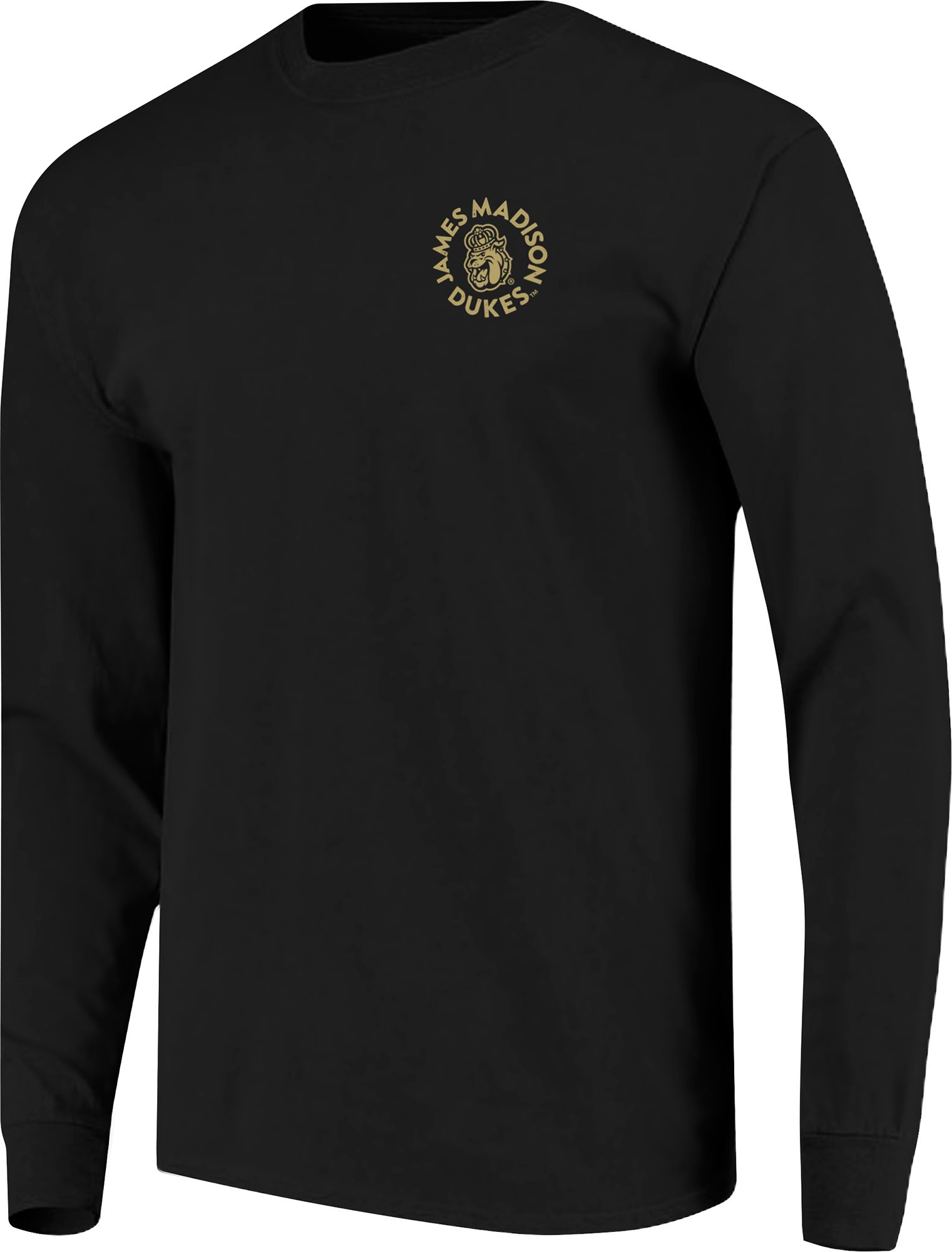 Image One Men's James Madison Dukes Black Mascot Circle Long Sleeve T-Shirt