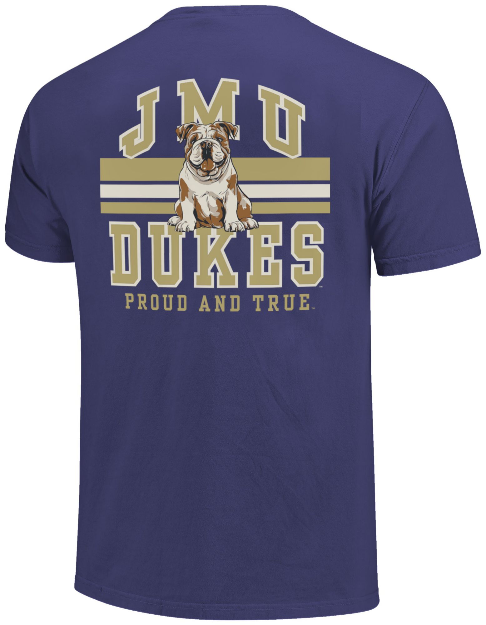 Image One Men's James Madison Dukes Grape Mascot Arched Short Sleeve T-Shirt product image