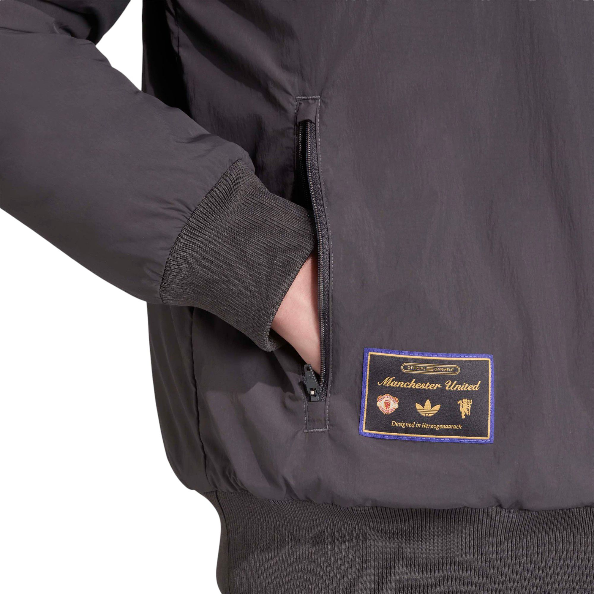 adidas Men's Manchester United 2025 Black Third Full-Zip Vintage Jacket product image