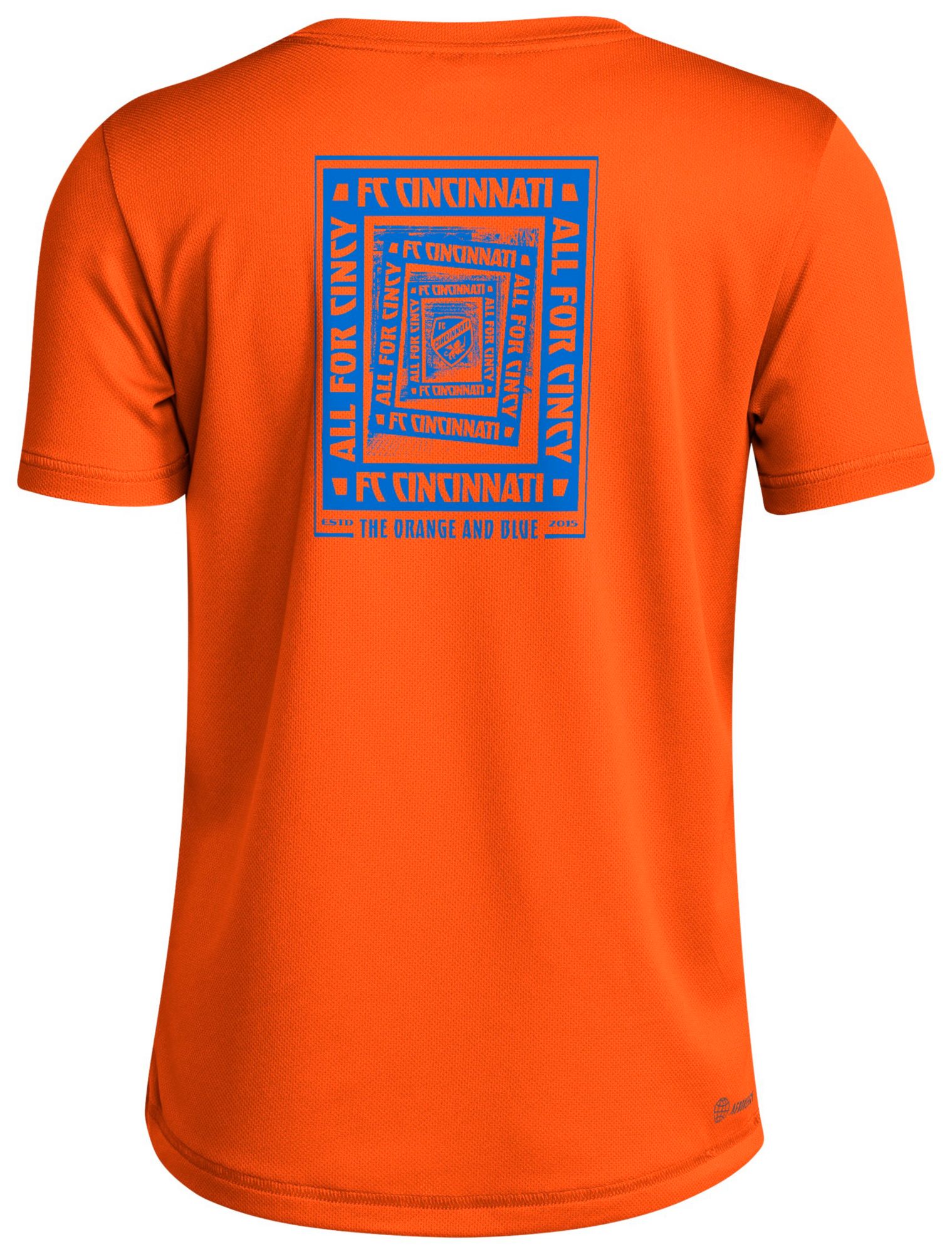adidas Youth FC Cincinnati 2025 Orange Local Warp T-Shirt product image