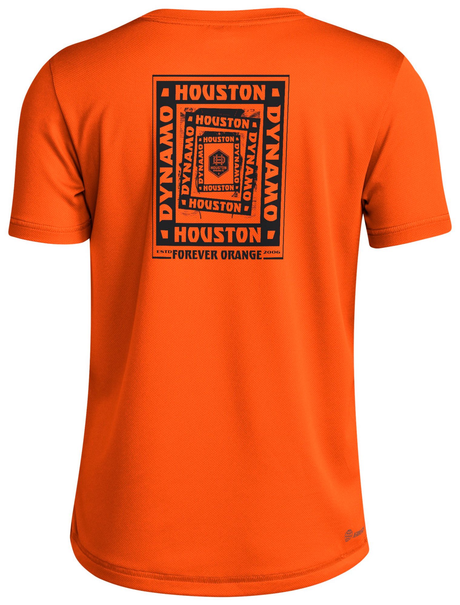 adidas Youth Houston Dynamo 2025 Orange Local Warp T-Shirt product image