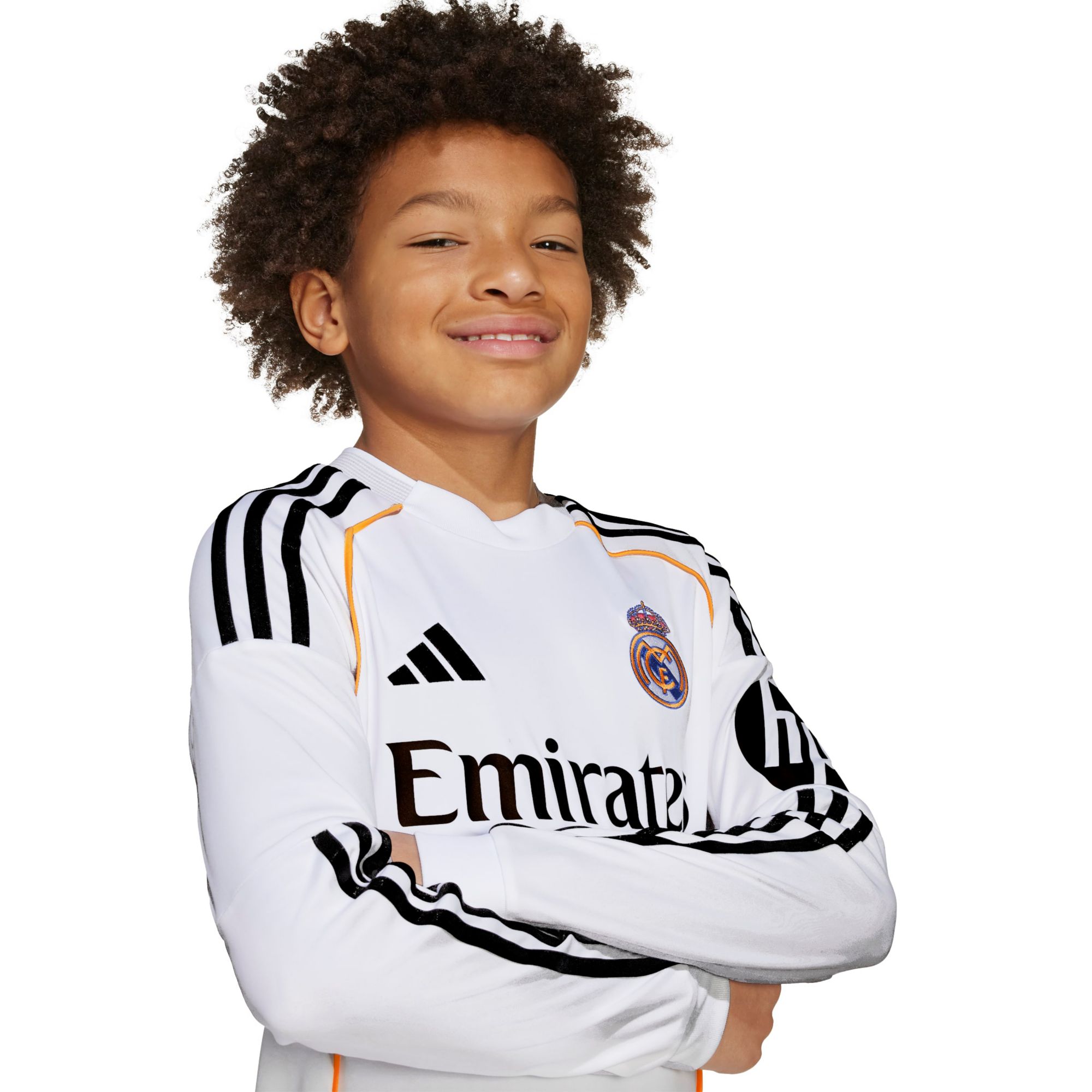 adidas Youth Real Madrid 2025 White Home Long Sleeve Replica Jersey product image