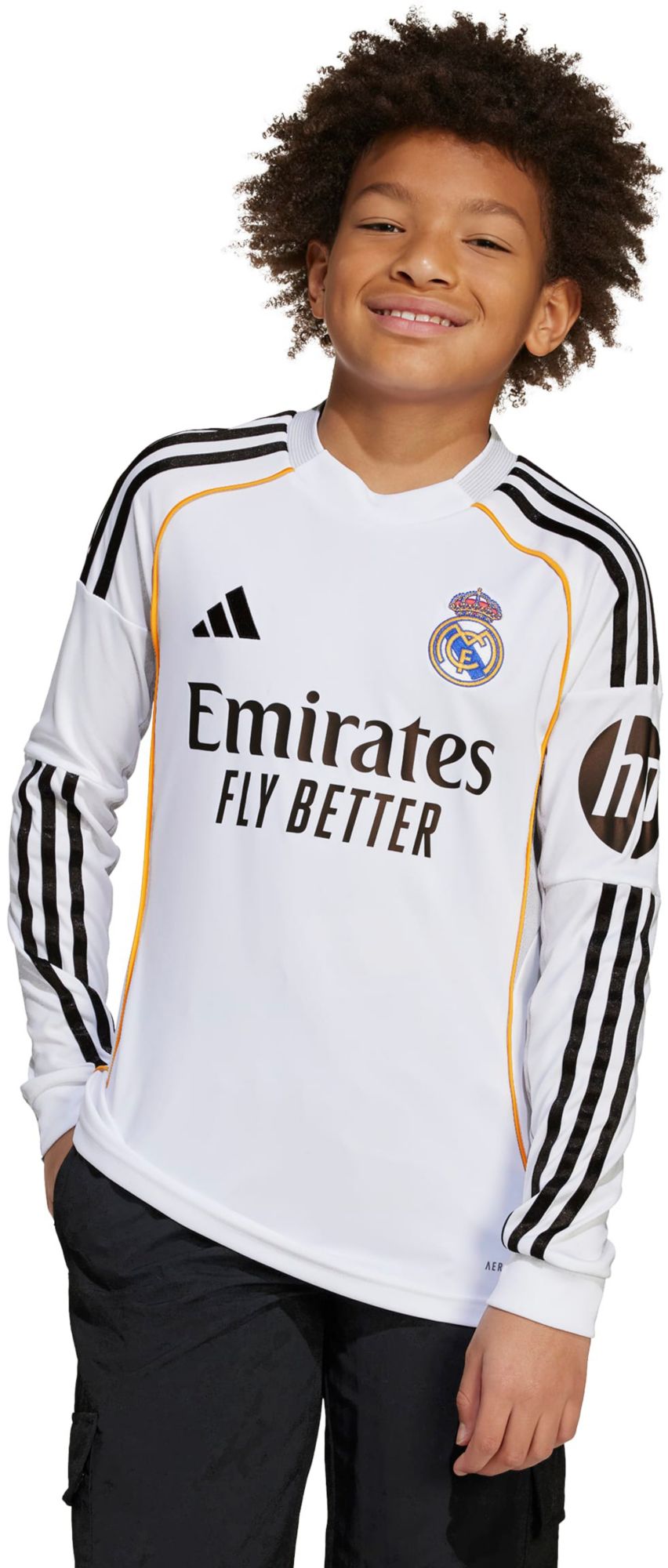 adidas Youth Real Madrid 2025 White Home Long Sleeve Replica Jersey product image