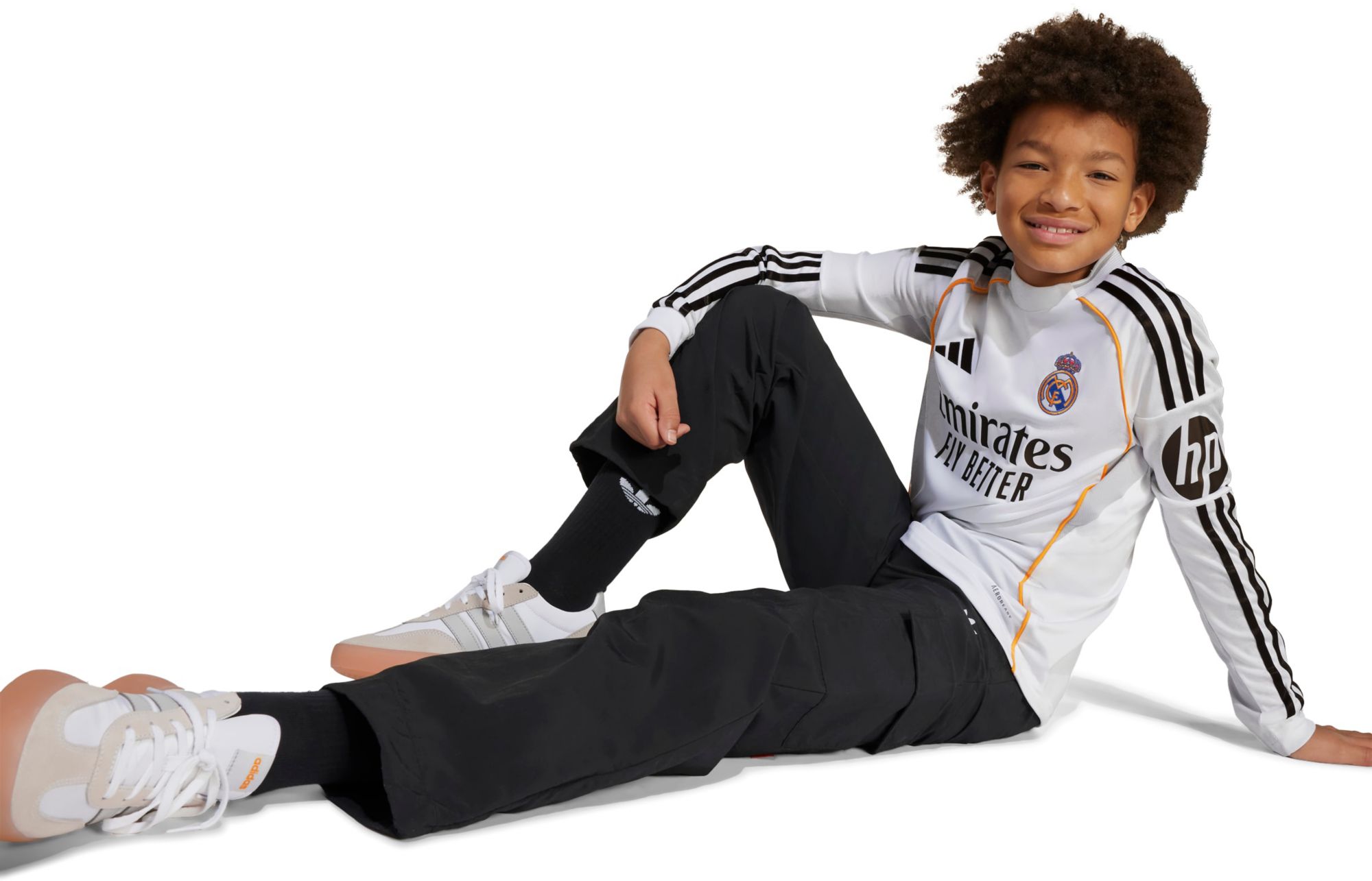 adidas Youth Real Madrid 2025 White Home Long Sleeve Replica Jersey product image