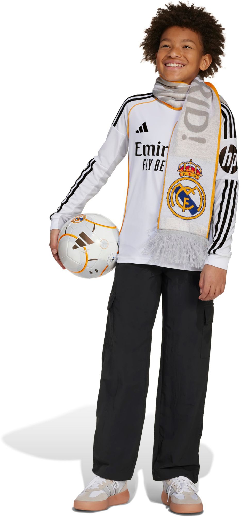 adidas Youth Real Madrid 2025 White Home Long Sleeve Replica Jersey product image