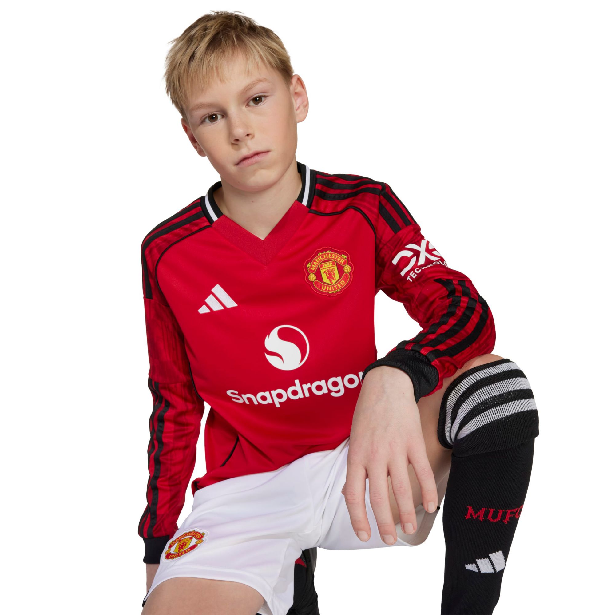 adidas Youth Manchester United 2025 Red Home Long Sleeve Replica Jersey product image