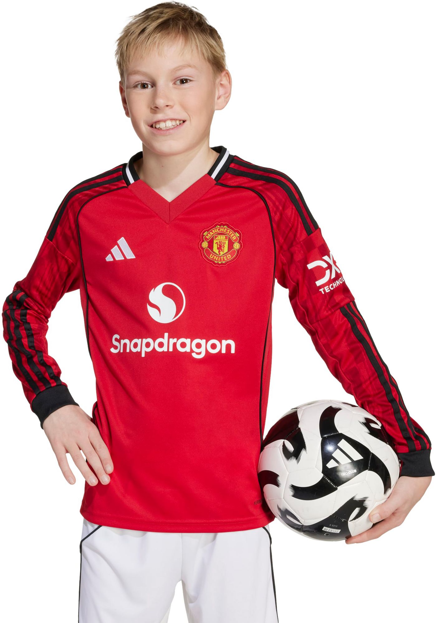 adidas Youth Manchester United 2025 Red Home Long Sleeve Replica Jersey product image