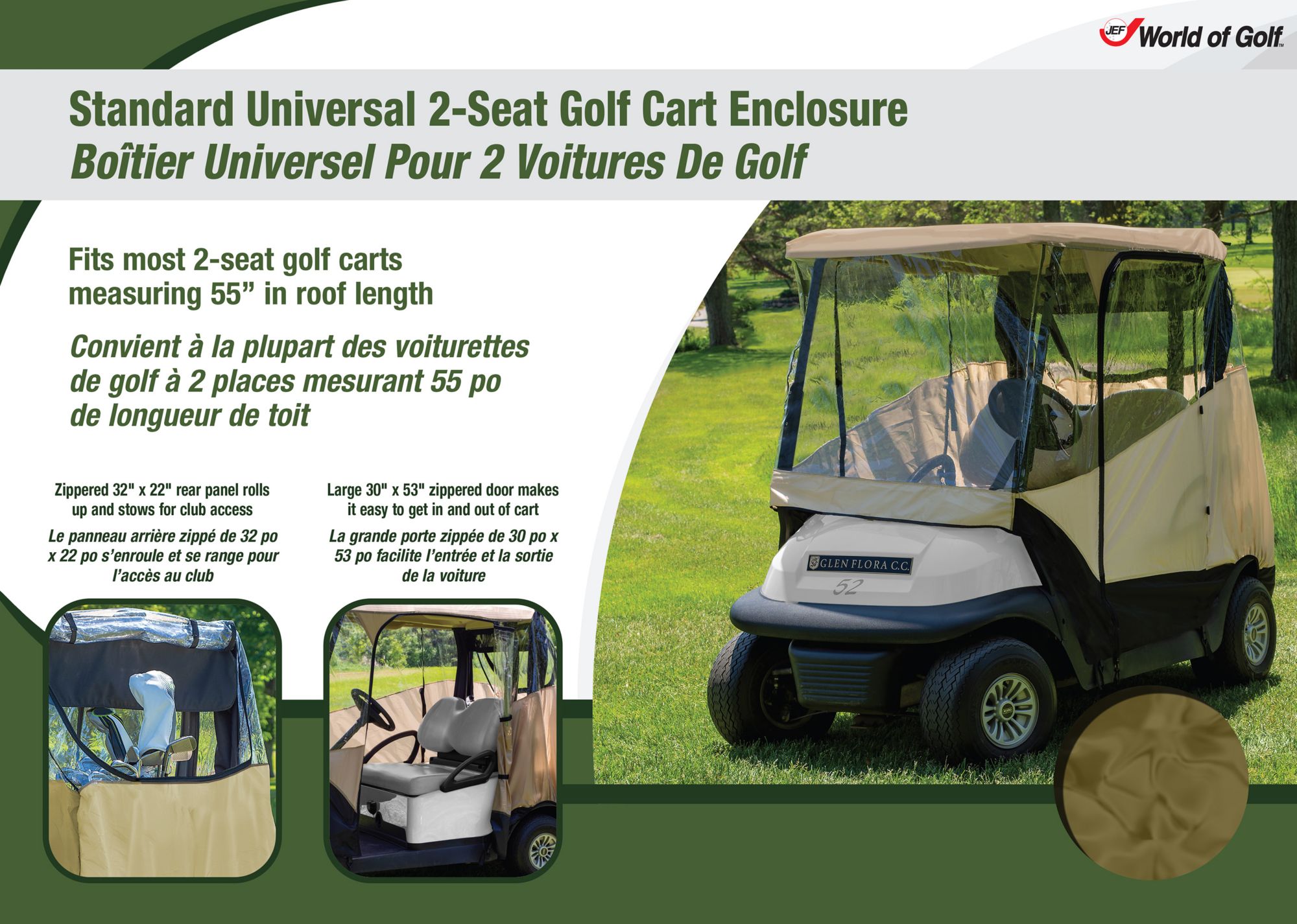JEF World of Golf Standard Golf Cart Enclosure product image