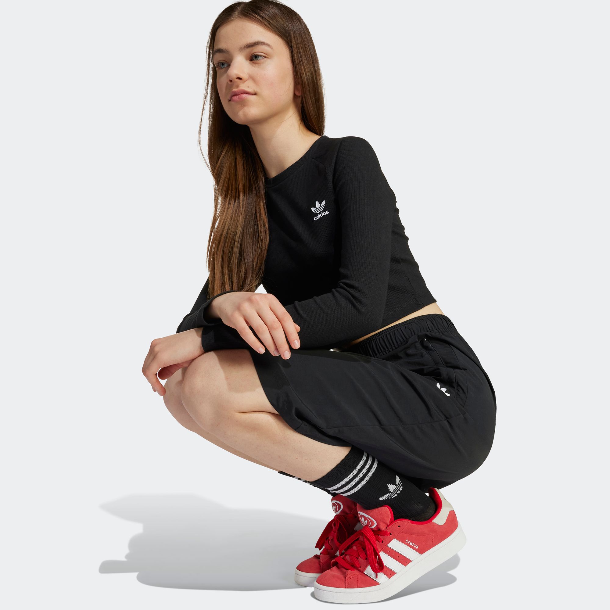 adidas Girls' Rib Cropped Long Sleeve Tee product image