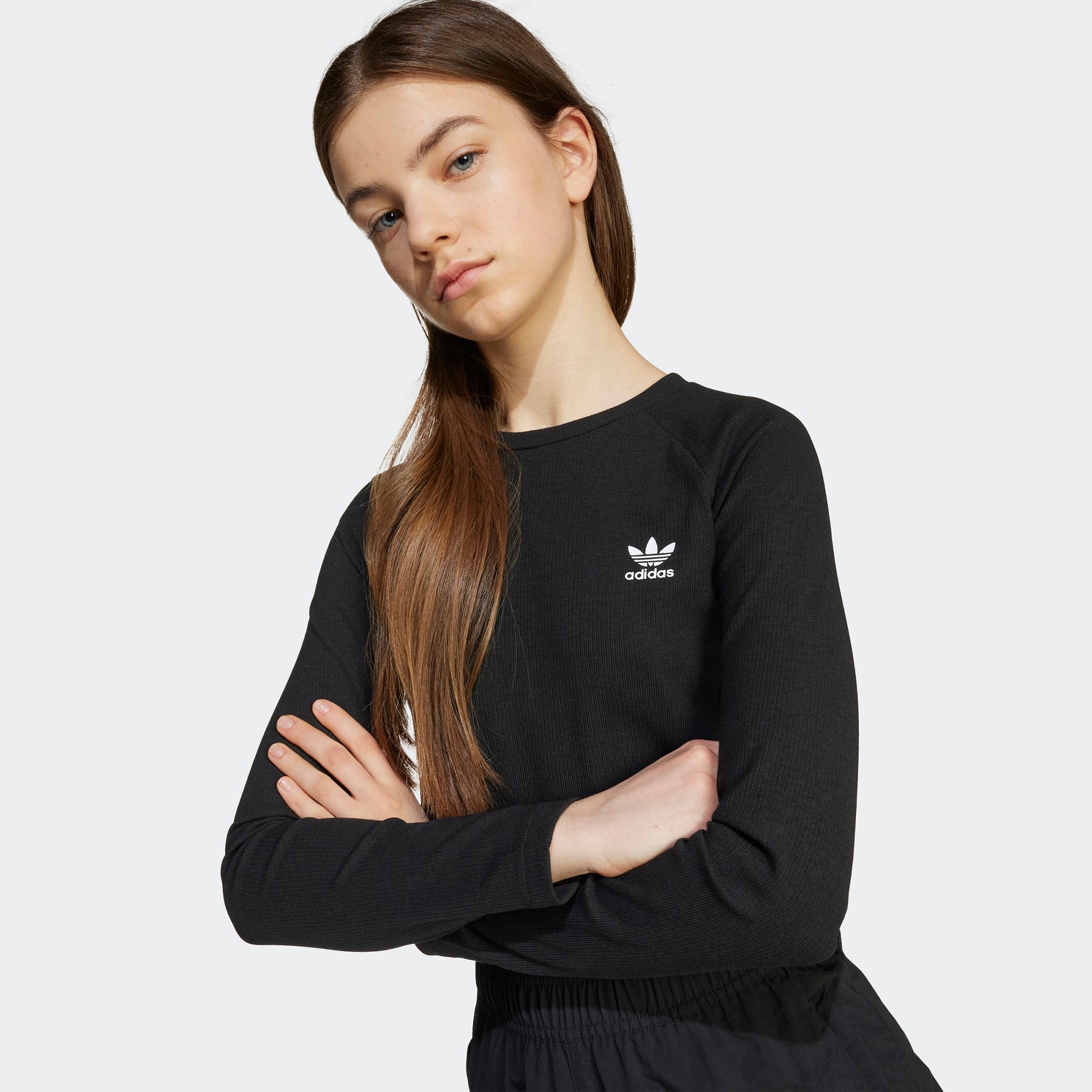adidas Girls' Rib Cropped Long Sleeve Tee product image